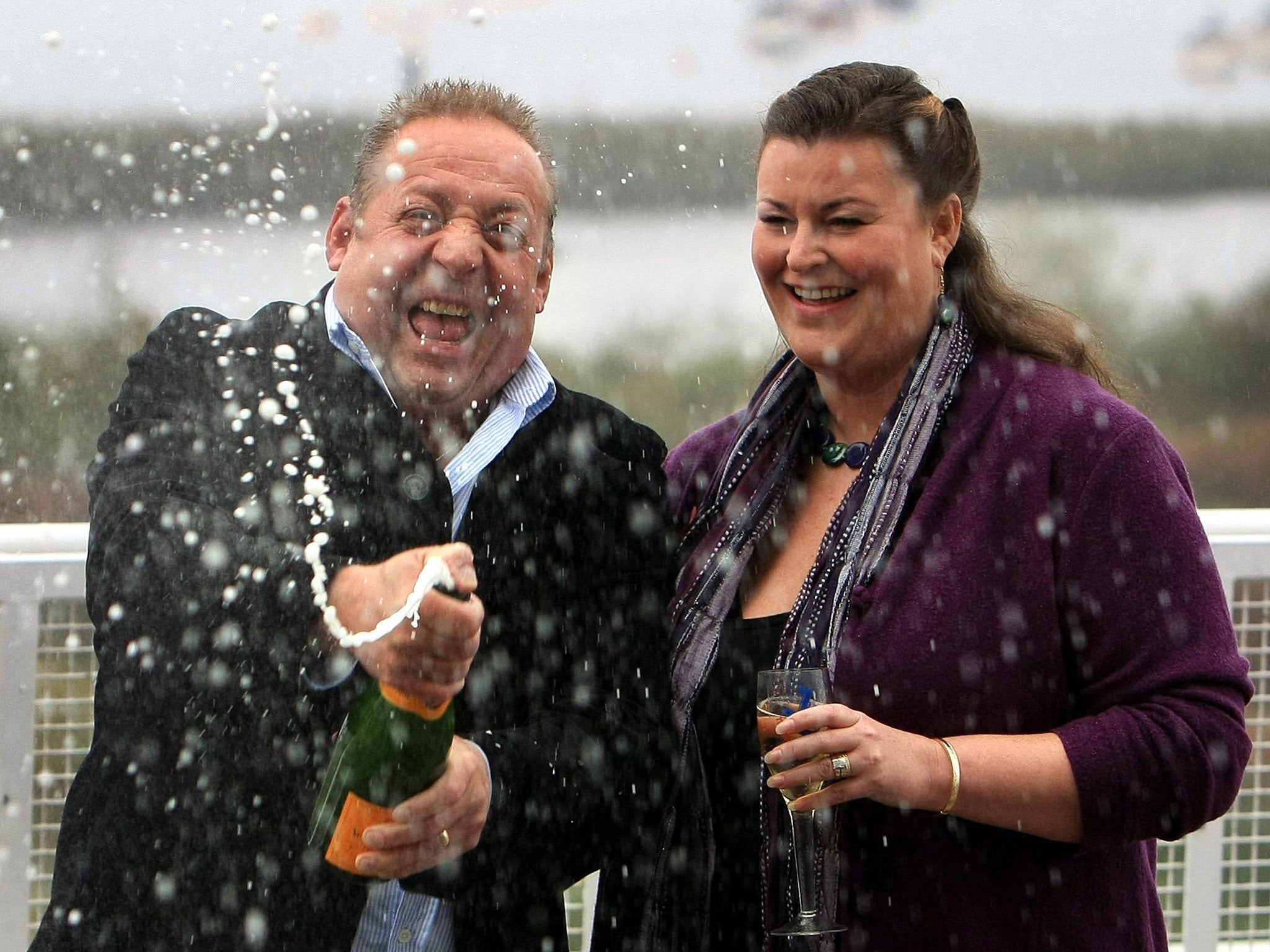 Eye popping: Les Scadding celebrates his win in traditional style