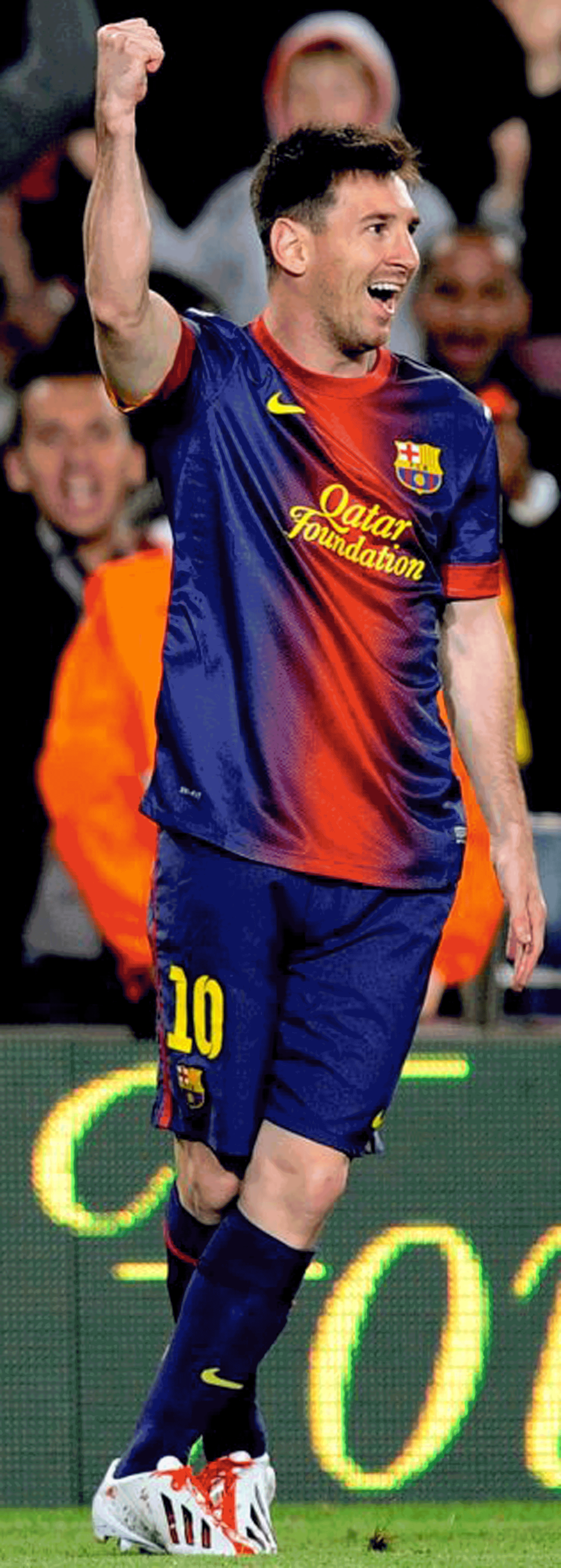 Messi celebrates scoring the second of his two goals