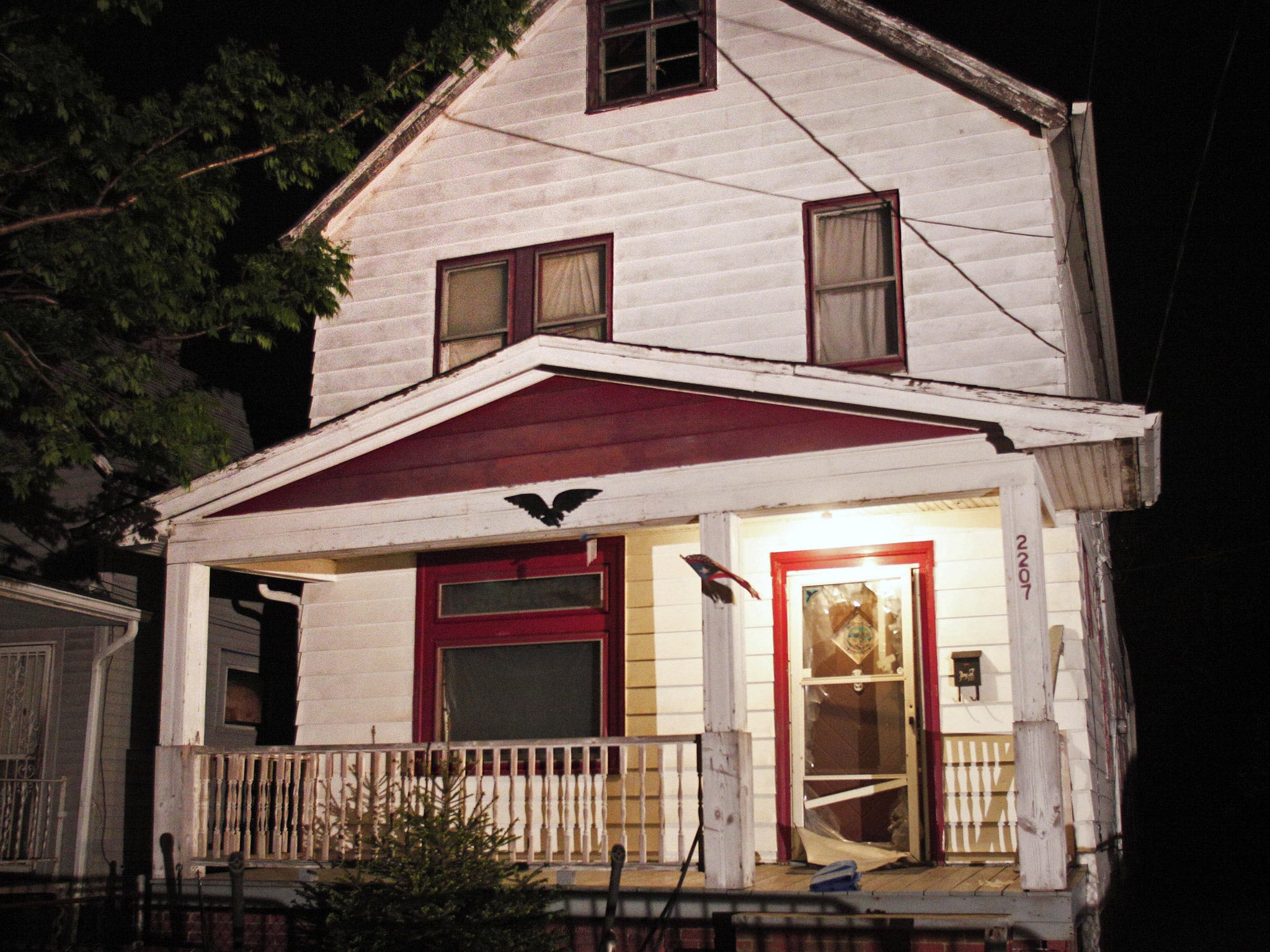 A general view of the exterior of the house where three women who had disappeared as teenagers, approximately 10 years ago, were found alive.