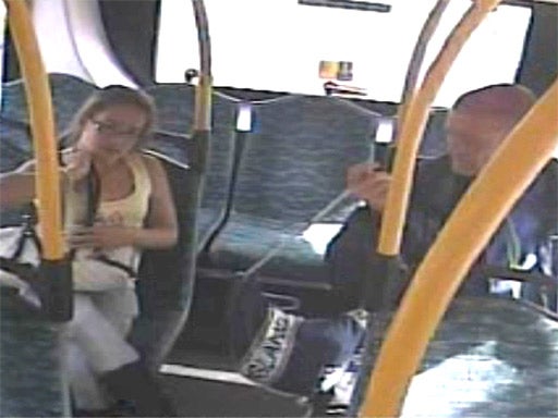 CCTV still shows Tia Sharp and Stuart Hazell on the bus on the afternoon before her murder
