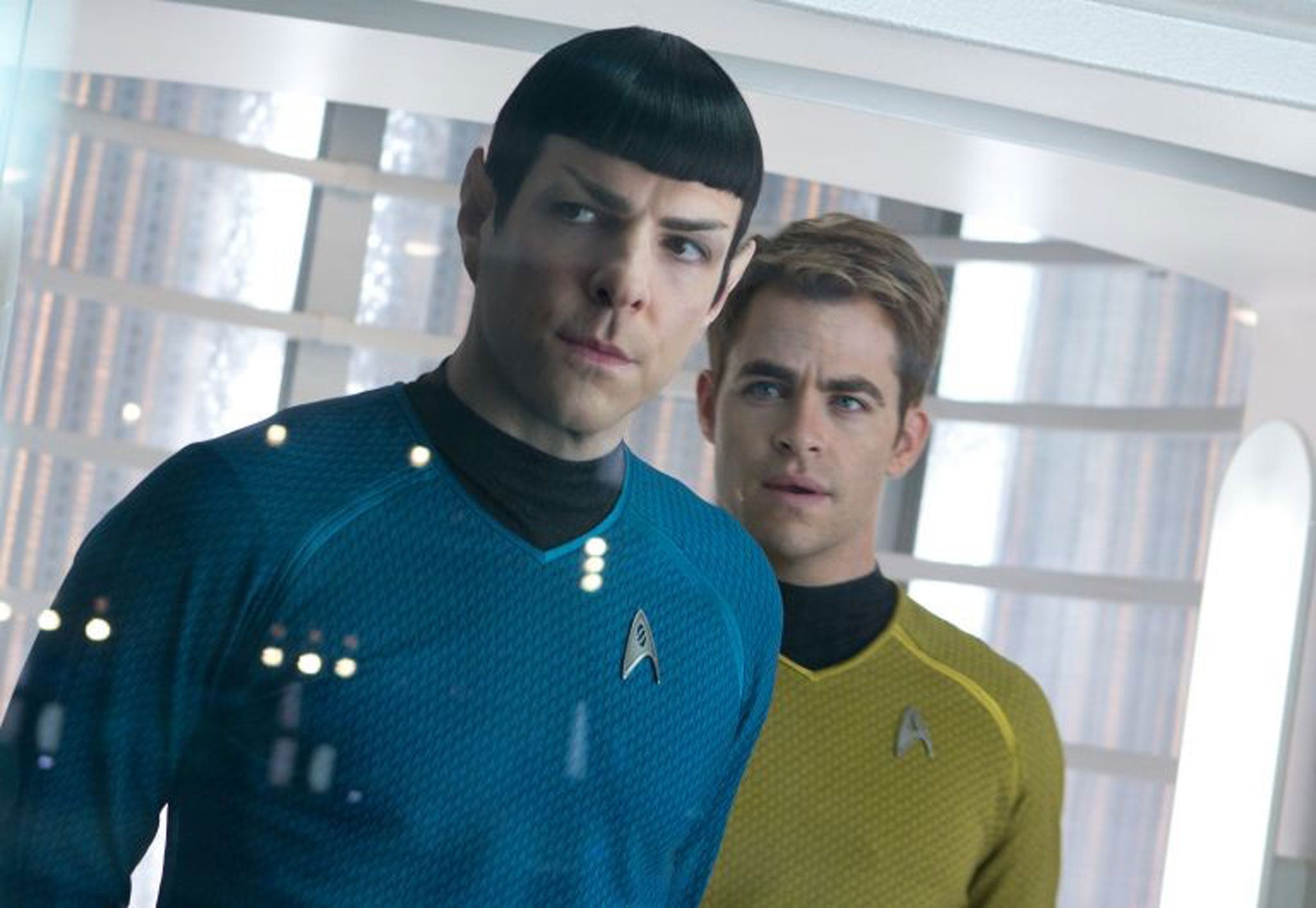 A kind of bromance: Zachary Quinto and Chris Pine in JJ Abrams's action sequel 'Star Trek Into Darkness'