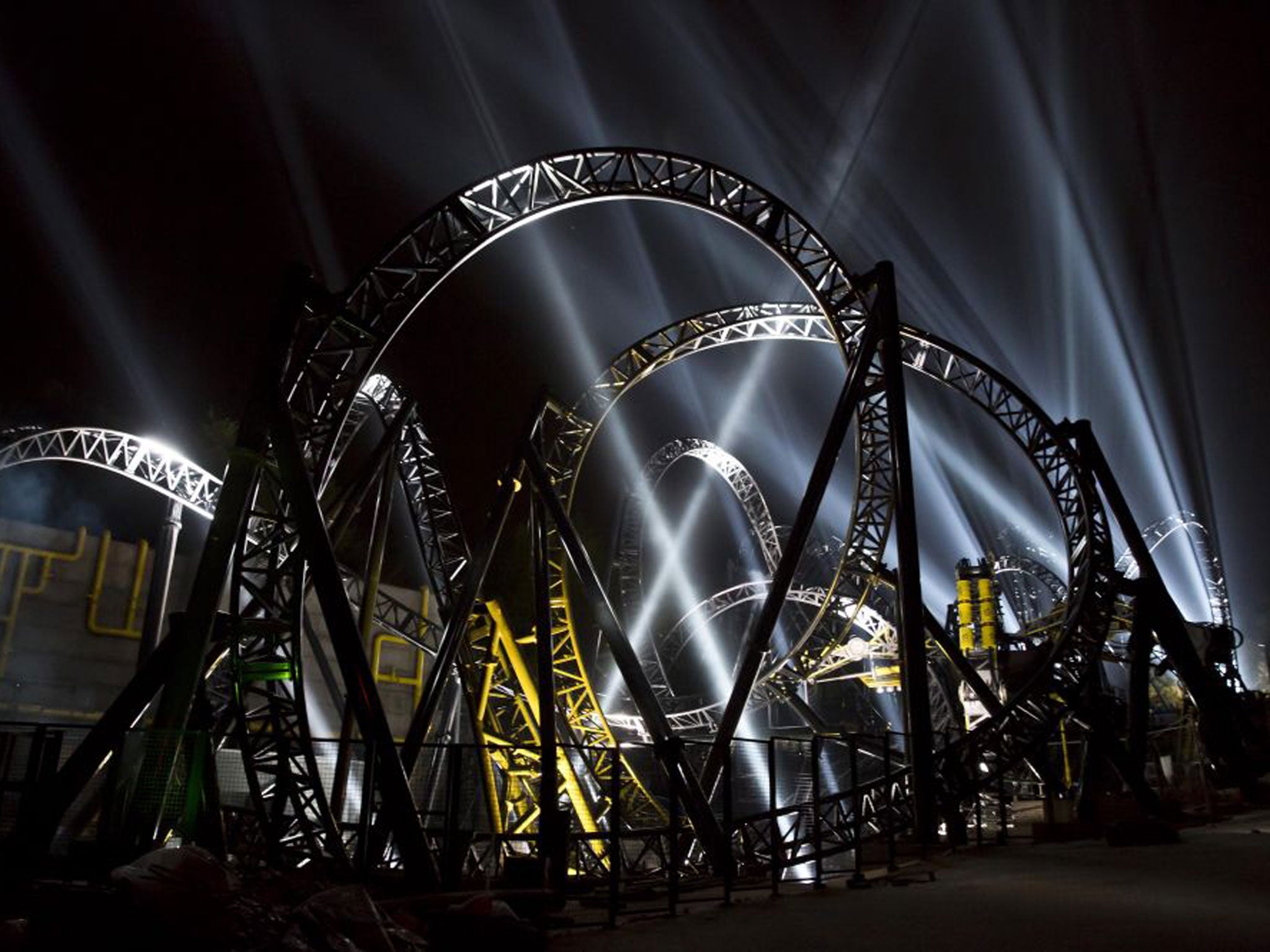 Alton Towers Resort in Staffordshire unveils The Smiler, the world's first 14-looped rollercoaster - setting a new Guinness World Record for the most inversions. The new £18 million record-breaking ride, which includes plunging 30 metre drops, is the biggest in the Resort's history
