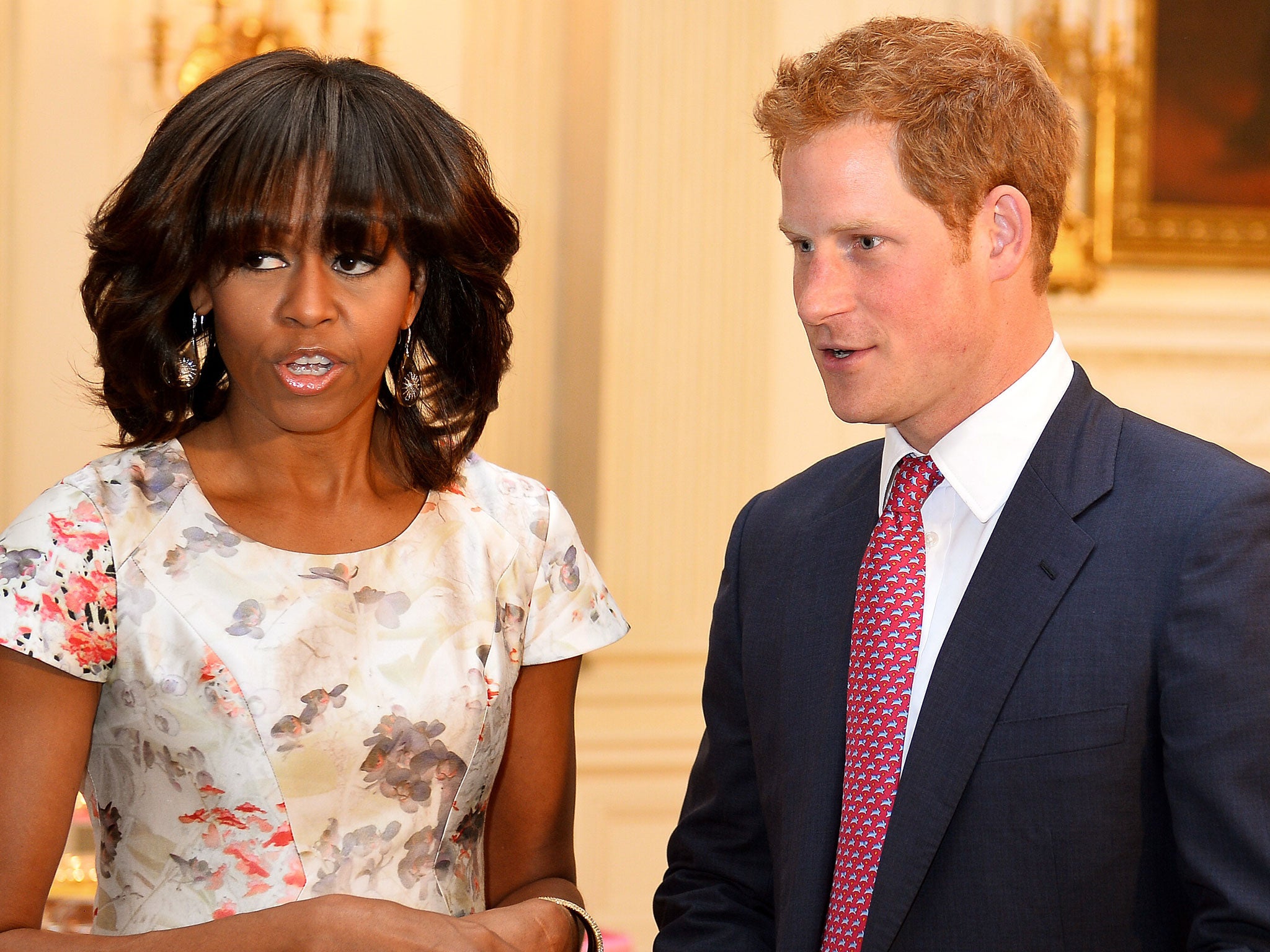 Prince Harry and first lady Michelle Obama meet at the White House