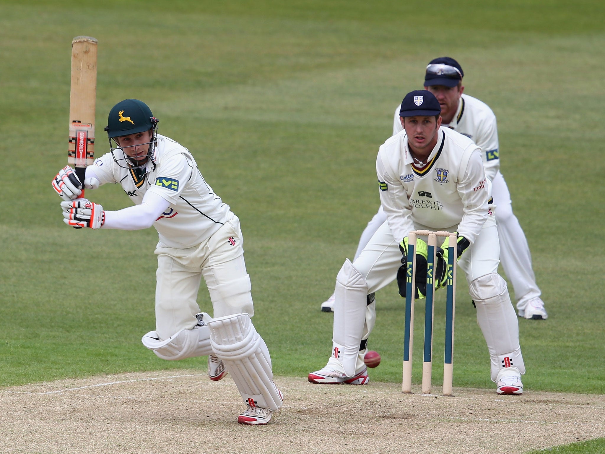 James Taylor of Nottinghamshire scores four runs