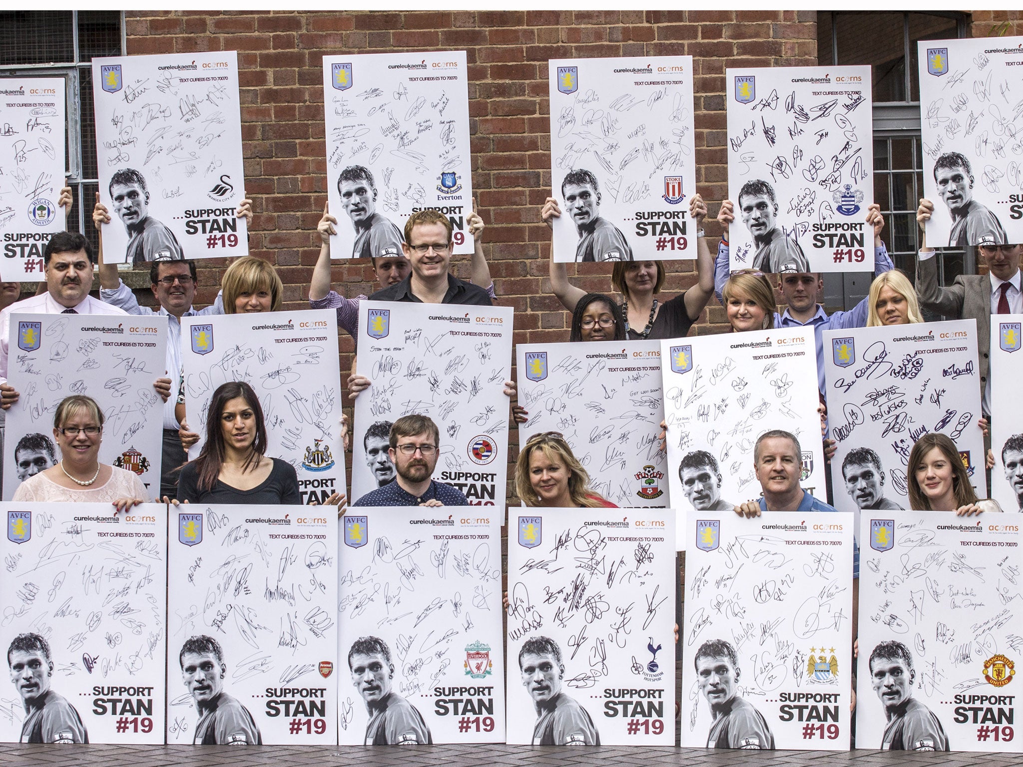 19 individual boards have been signed by every Premier League club over the 2012-13 season and are being be raffled off in a text-to-donate campaign that aims to raise a total of £100,000 to fund specialist nurses and drugs trials for leukaemia patients across the West Midlands.