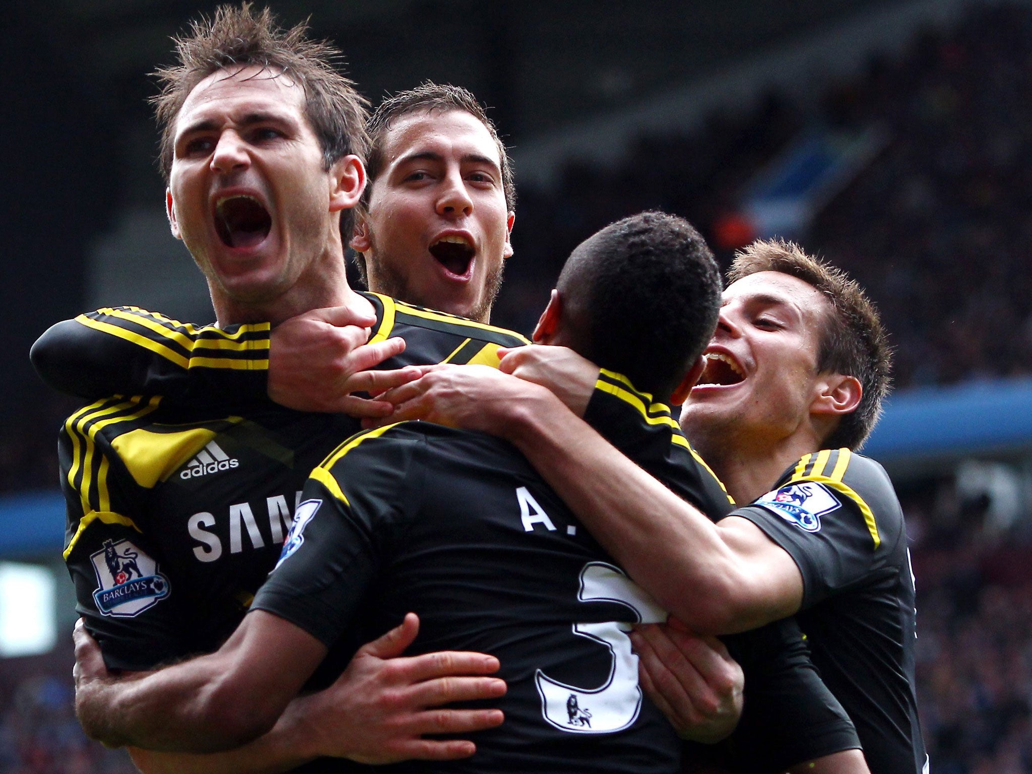 Top man: Frank Lampard celebrates his record-breaking goal