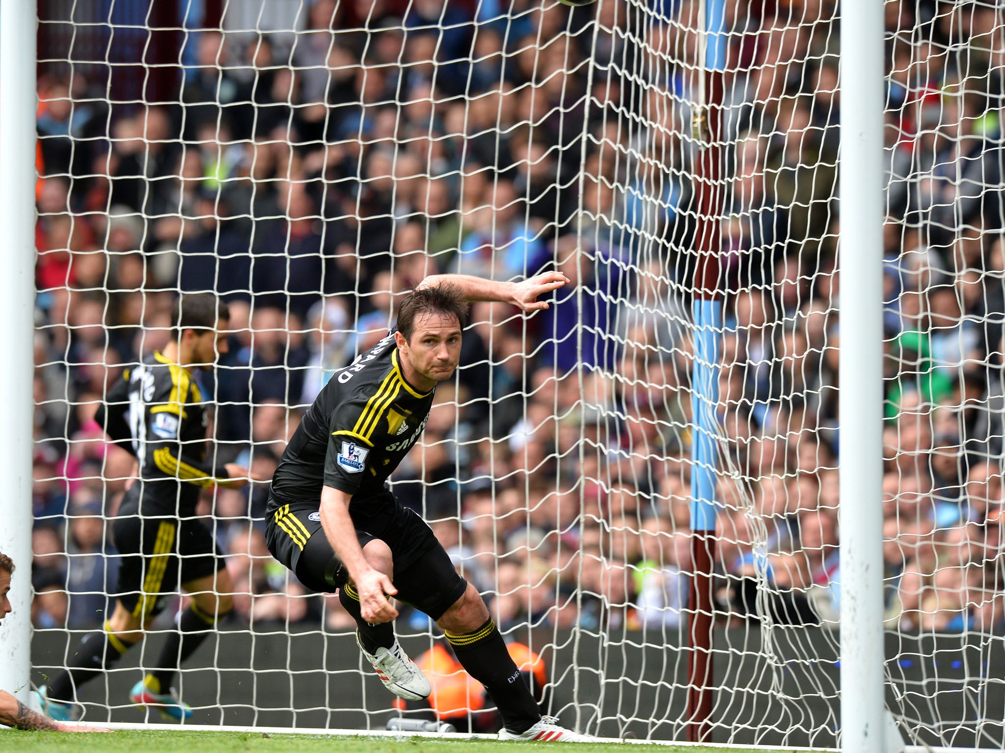 11 May 2013: Frank Lampard scores Chelsea's second goal against Aston Villa to break the all-time scoring record for the team