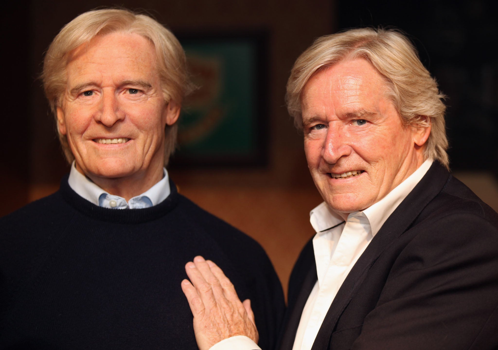 Coronation Street actor Bill Roache comes face to face with a wax work model of his street character Ken Barlow on July 25, 2011 in Blackpool, England.