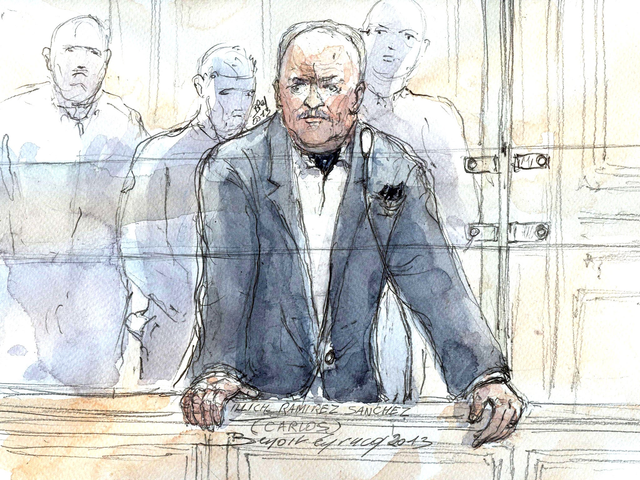 A court sketch of notorious Venezuelan militant Ilich Ramirez Sanchez, a.k.a. Carlos the Jackal