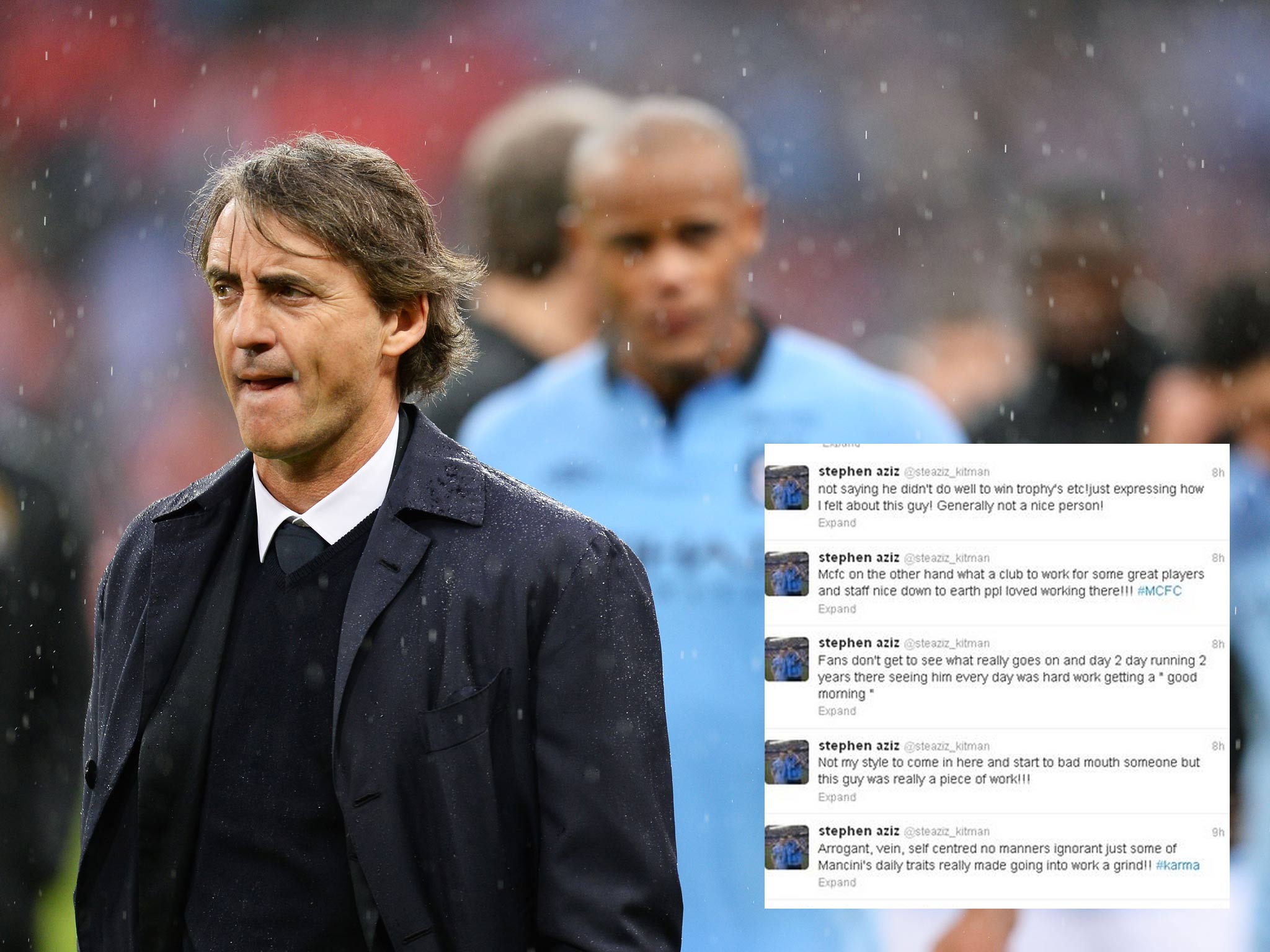 Roberto Mancini and Aziz's tweets