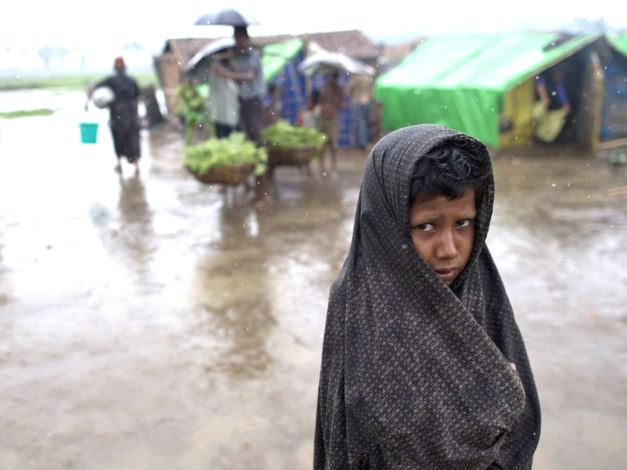 The victims were fleeing from camps such as this at Sittwe