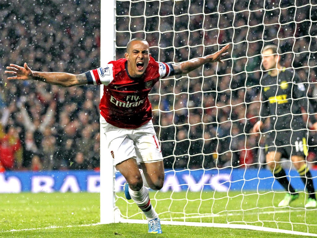 Theo Walcott restored Arsenal's lead after latching onto a Cazorla cross