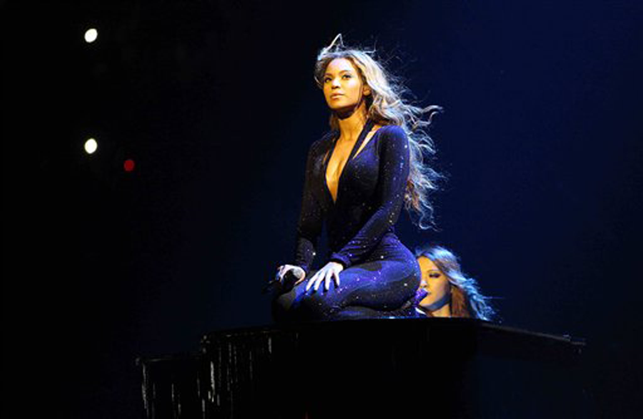 Beyonce on stage during her Mrs Carter world tour