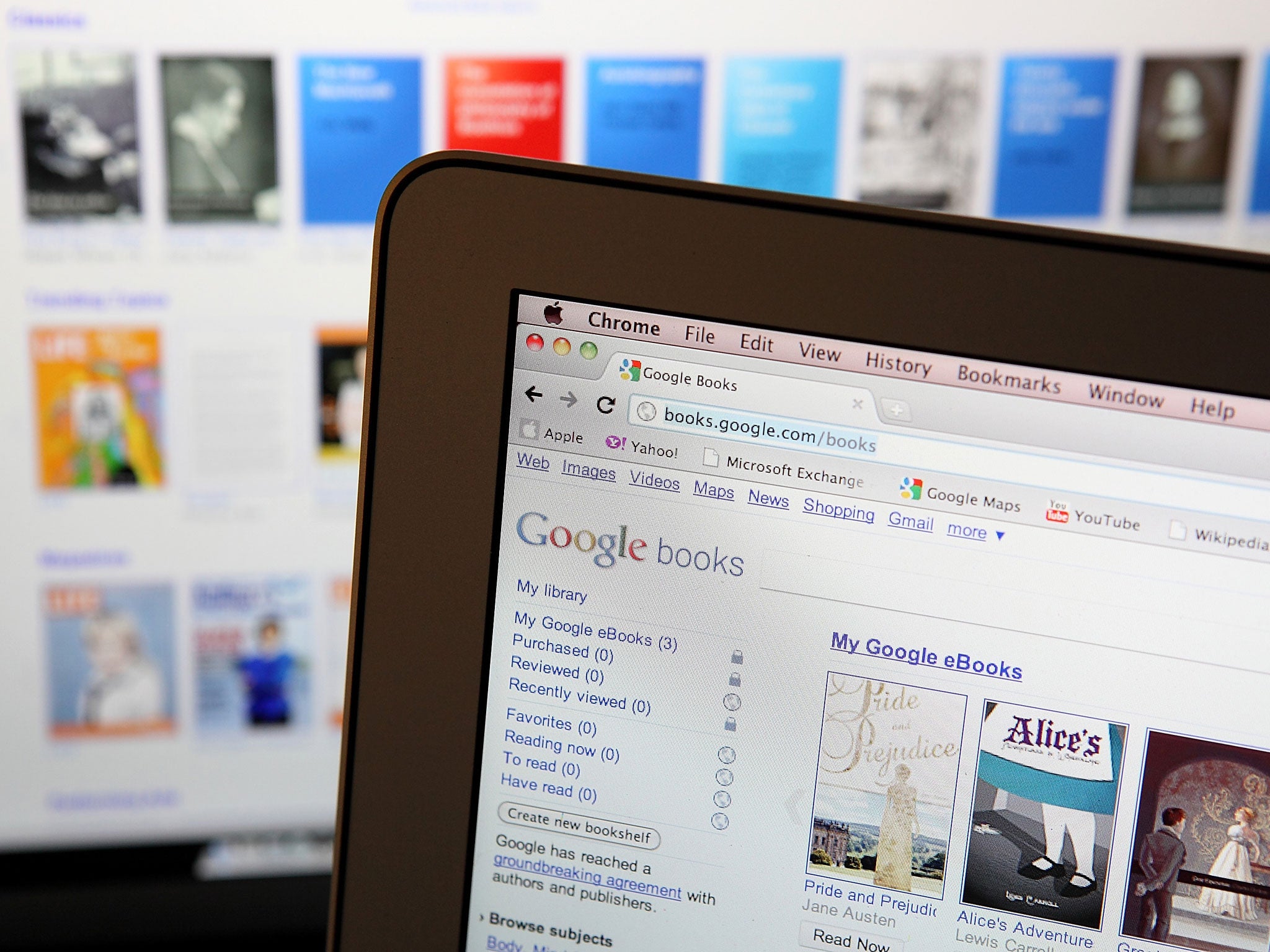 A computer screen displays the newly launched Google eBooks online bookstore on December 7, 2010 in San Anselmo, California. Google's much anticipated Internet bookstore launched Monday in the U.S. and features a portion of the 15 million printed books that Google has scanned into its digital archive along with new releases from nearly 4,000 publishers.