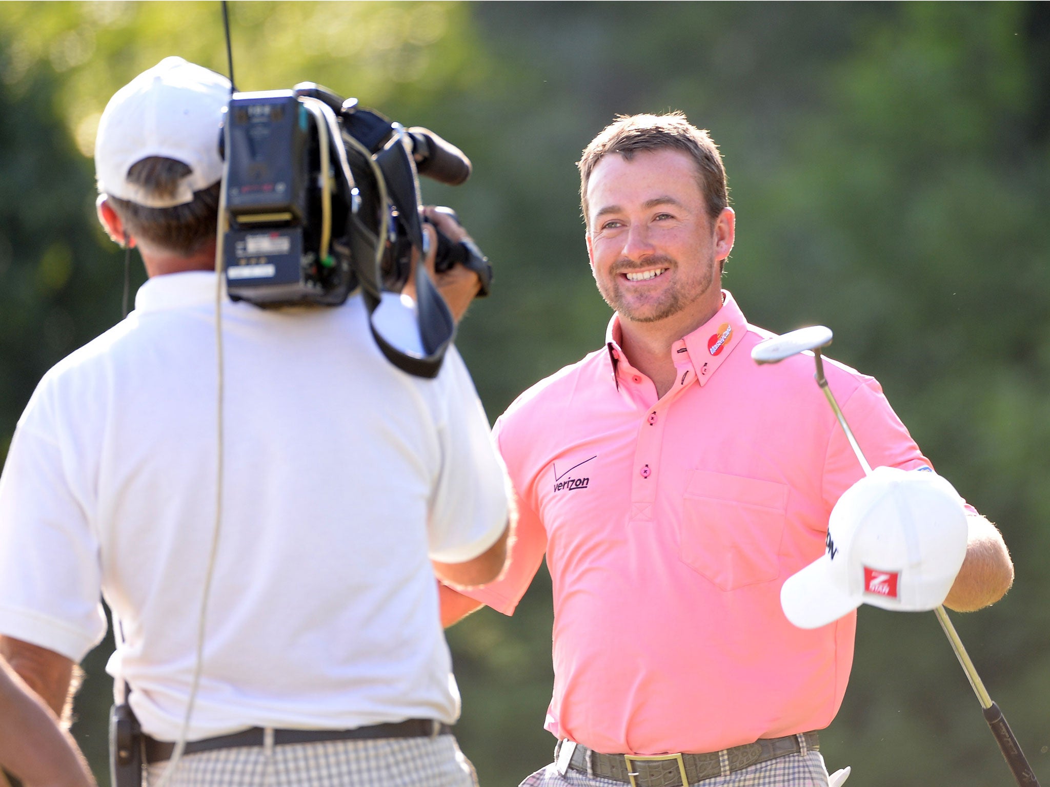 Graeme McDowell celebrates victory in Bulgaria