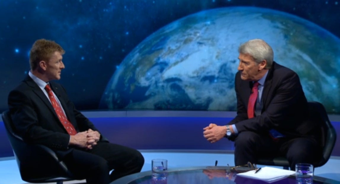 British astronaut Tim Peake being grilled by Jeremy Paxman on Newsnight