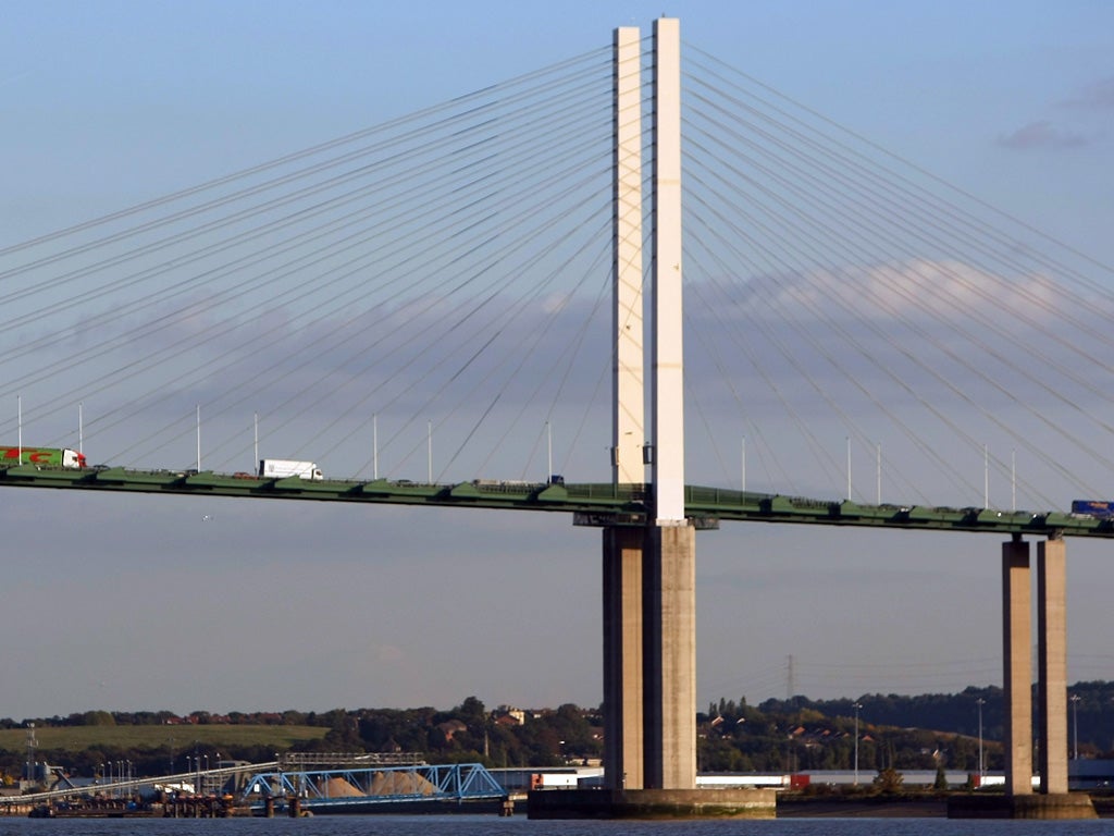 The Queen Elizabeth II bridge linking Essex and Kent across the Thames