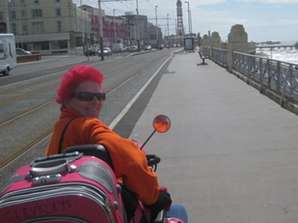 Tracey Vinyard on the first leg of her trip in Blackpool