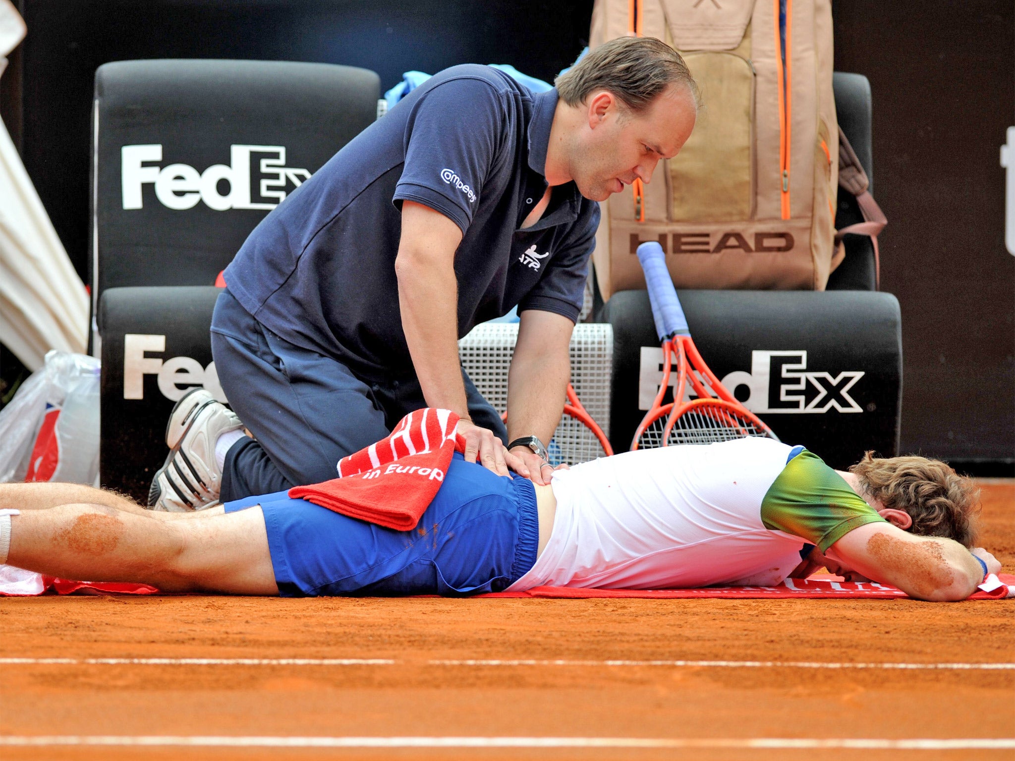 Murray had to retire mid-match at the Rome Masters