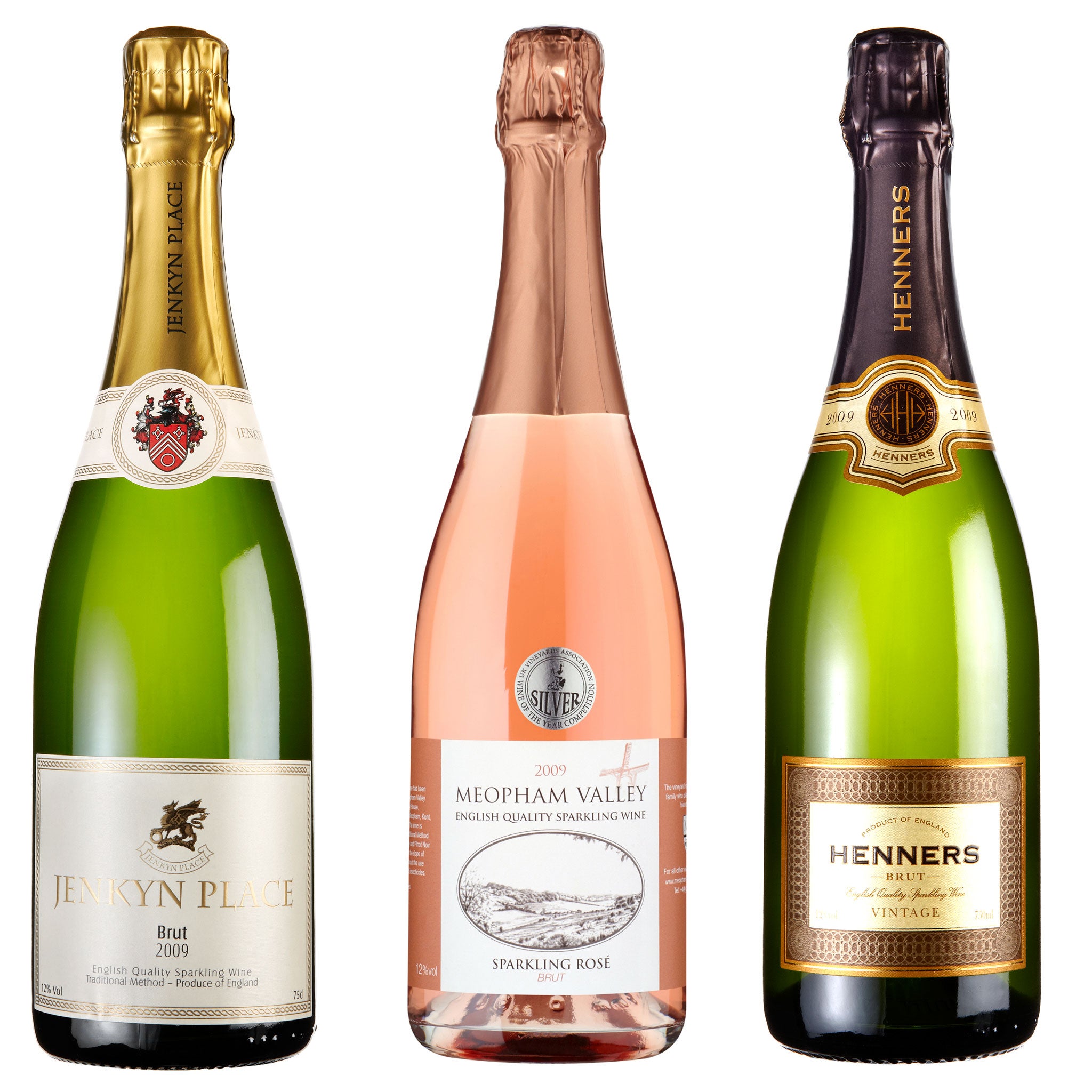 Jenkyn Place Brut 2009; Meopham Valley Rosé 2009; Henners Brut 2009