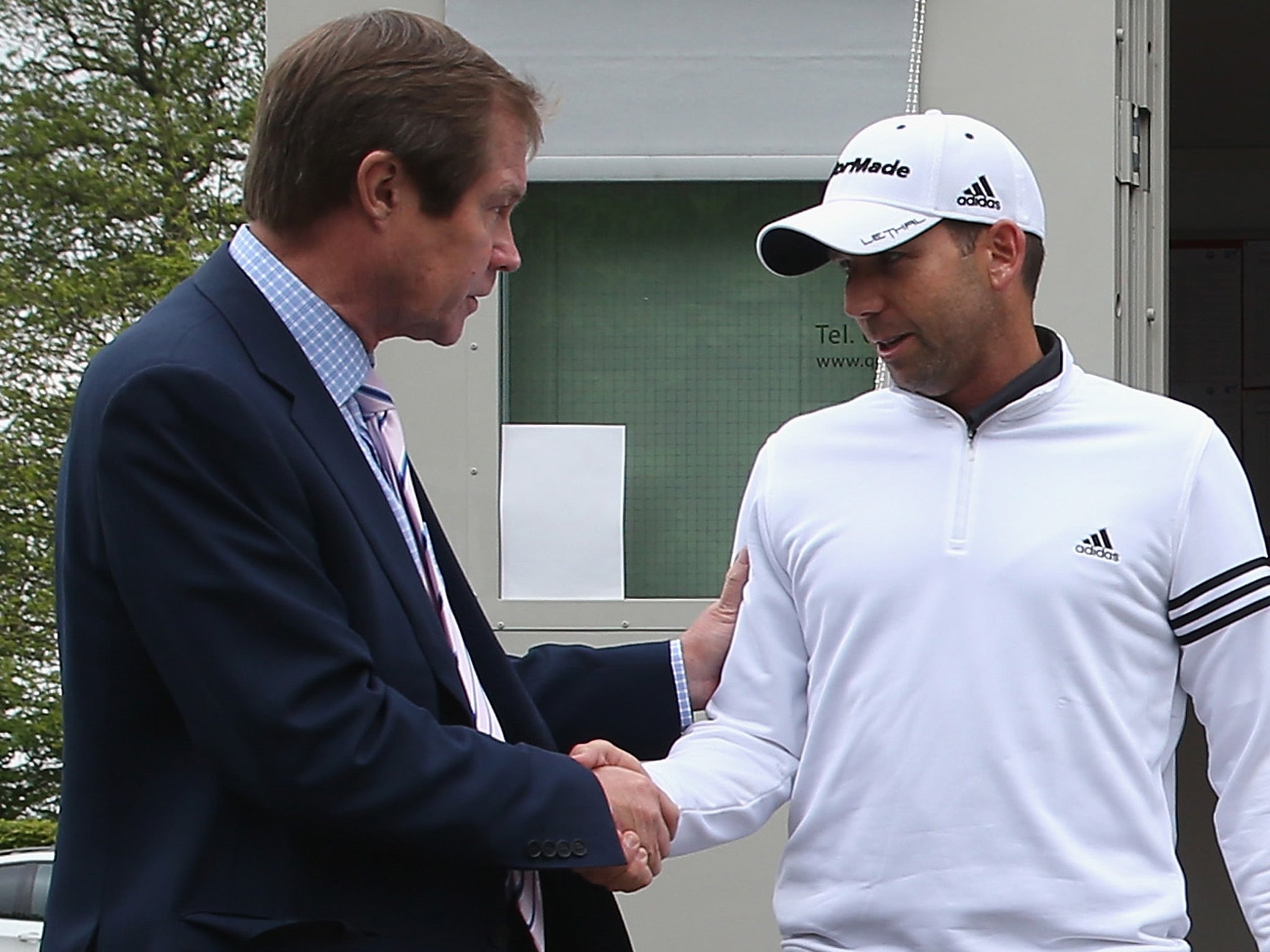 George O'Grady with Sergio Garcia outside the Rules Office