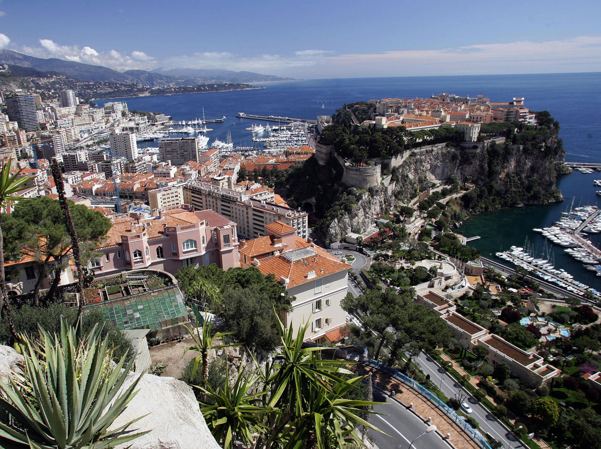 A general view of European tax haven Monaco taken from the Exotic Garden, on April 9, 2005, with the palace at right. Authorities worldwide were looking on February 27, 2008