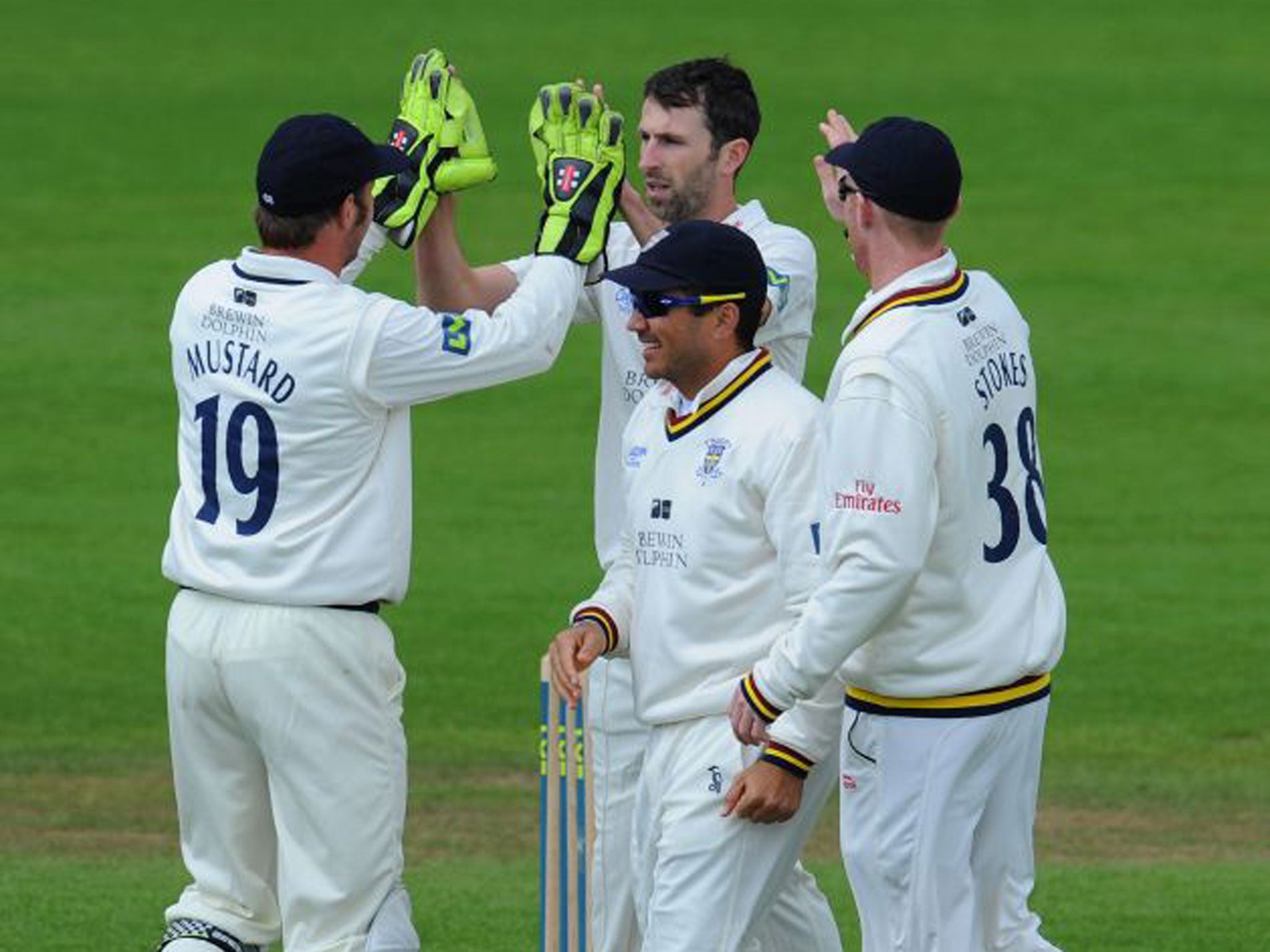 Graham Onions took five wickets including that of Joe Denly
