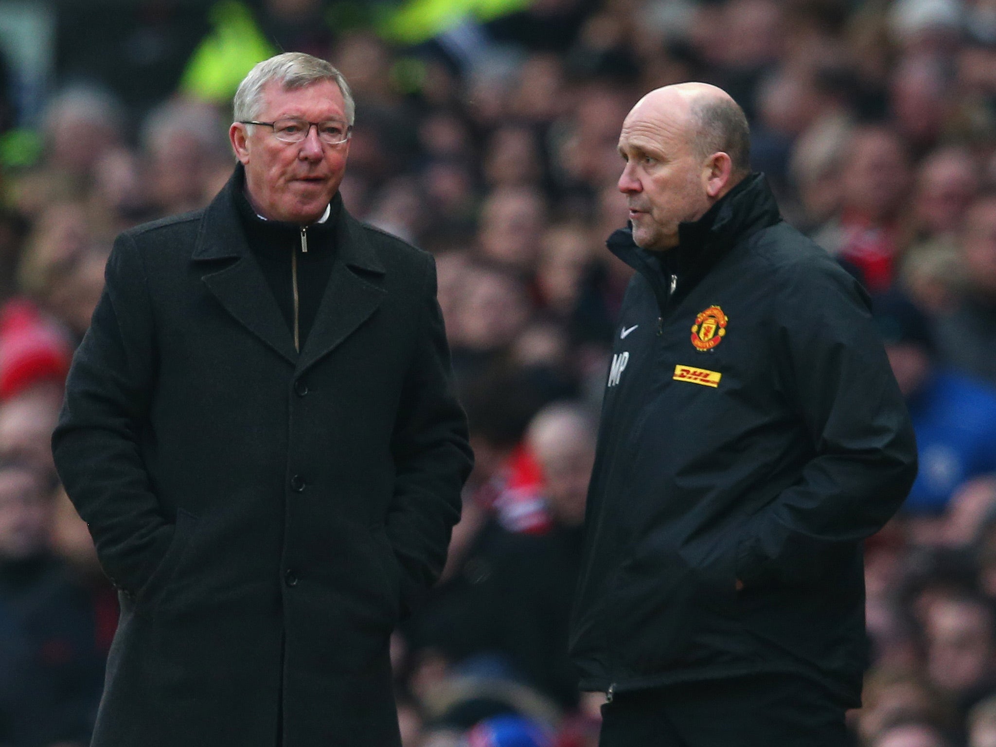 Mike Phelan alongside Sir Alex Ferguson