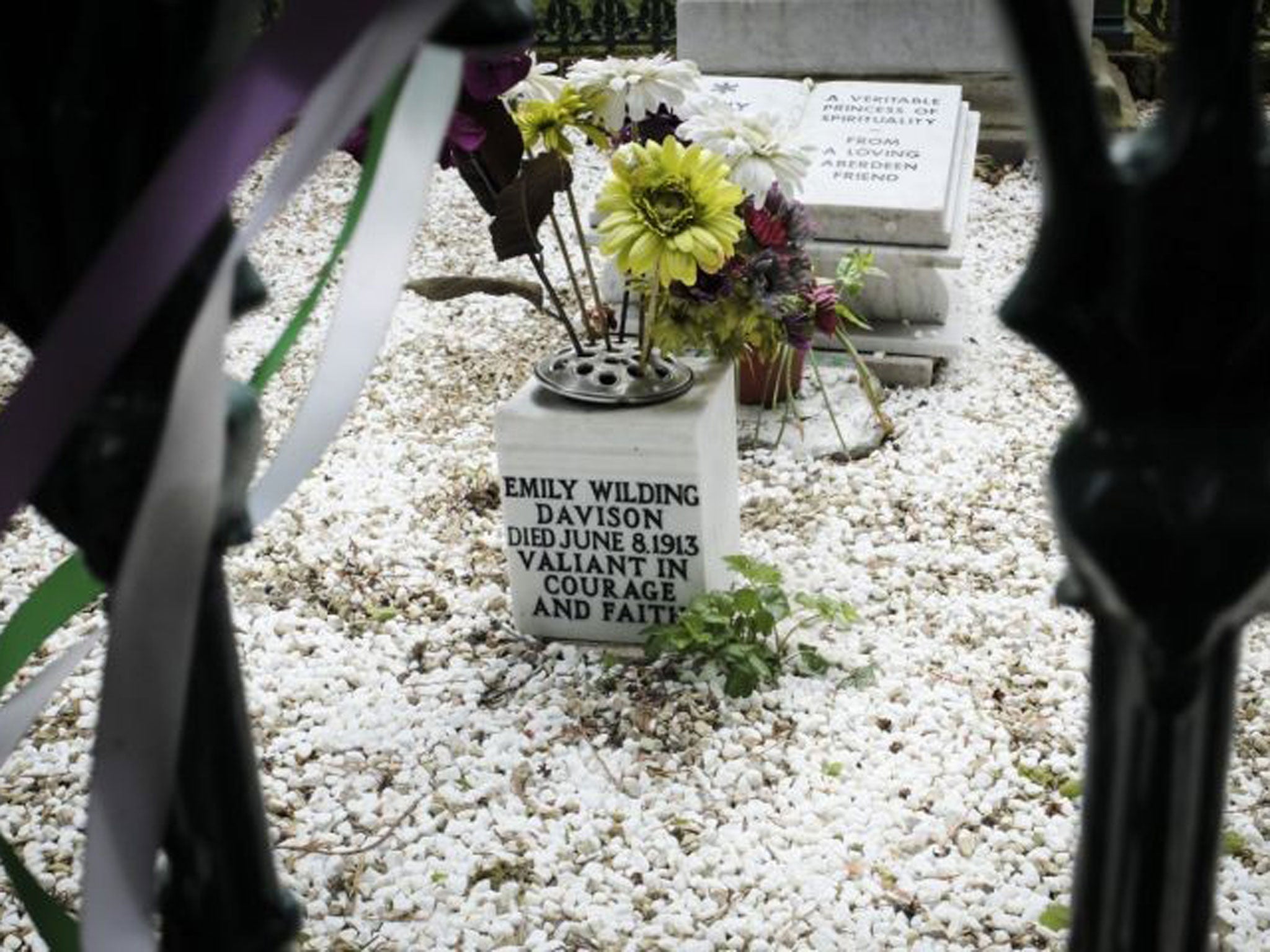 Some of the women involved with the 'Emily Inspires' project gathered in commemoration of the centenary of the death of suffragette Emily Davison who died under the hooves of the Kings Horse at the Epsom Derby in June 1913