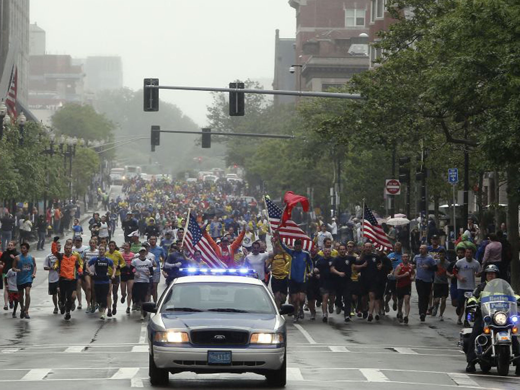 Runners head towards the finish line
