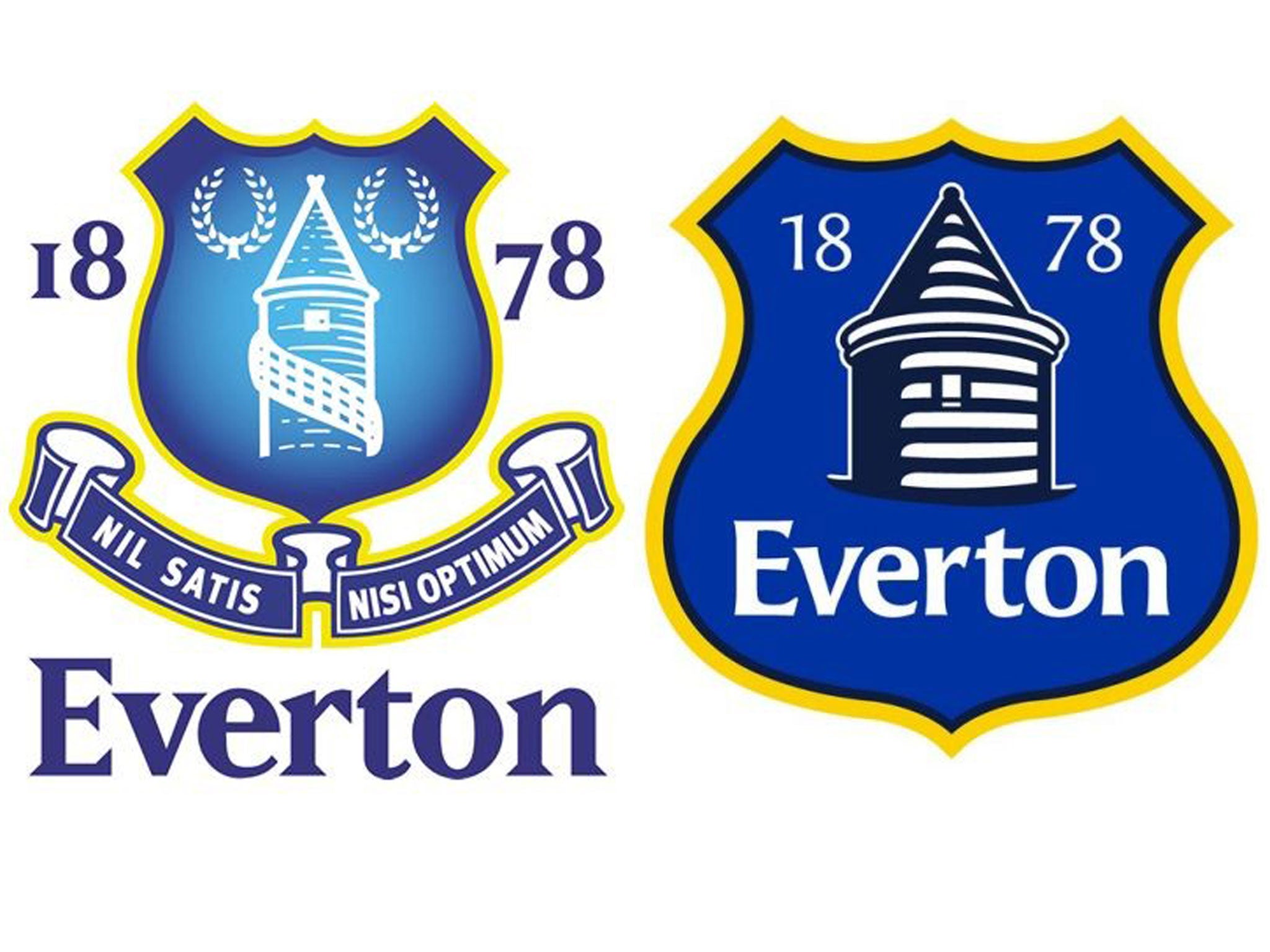 Everton's crests from last season (left) and next season (right)