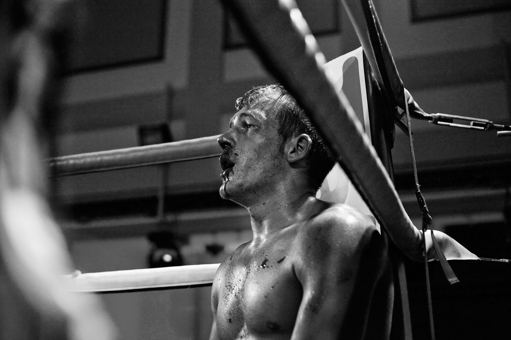 Dan Blackwell during his bout with Alan Higgins on 11 May, 2013