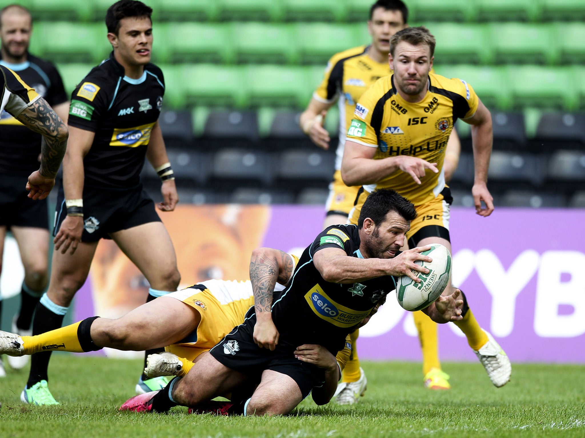 Gower power: Craig Gower goes over for a try that marked a superb display