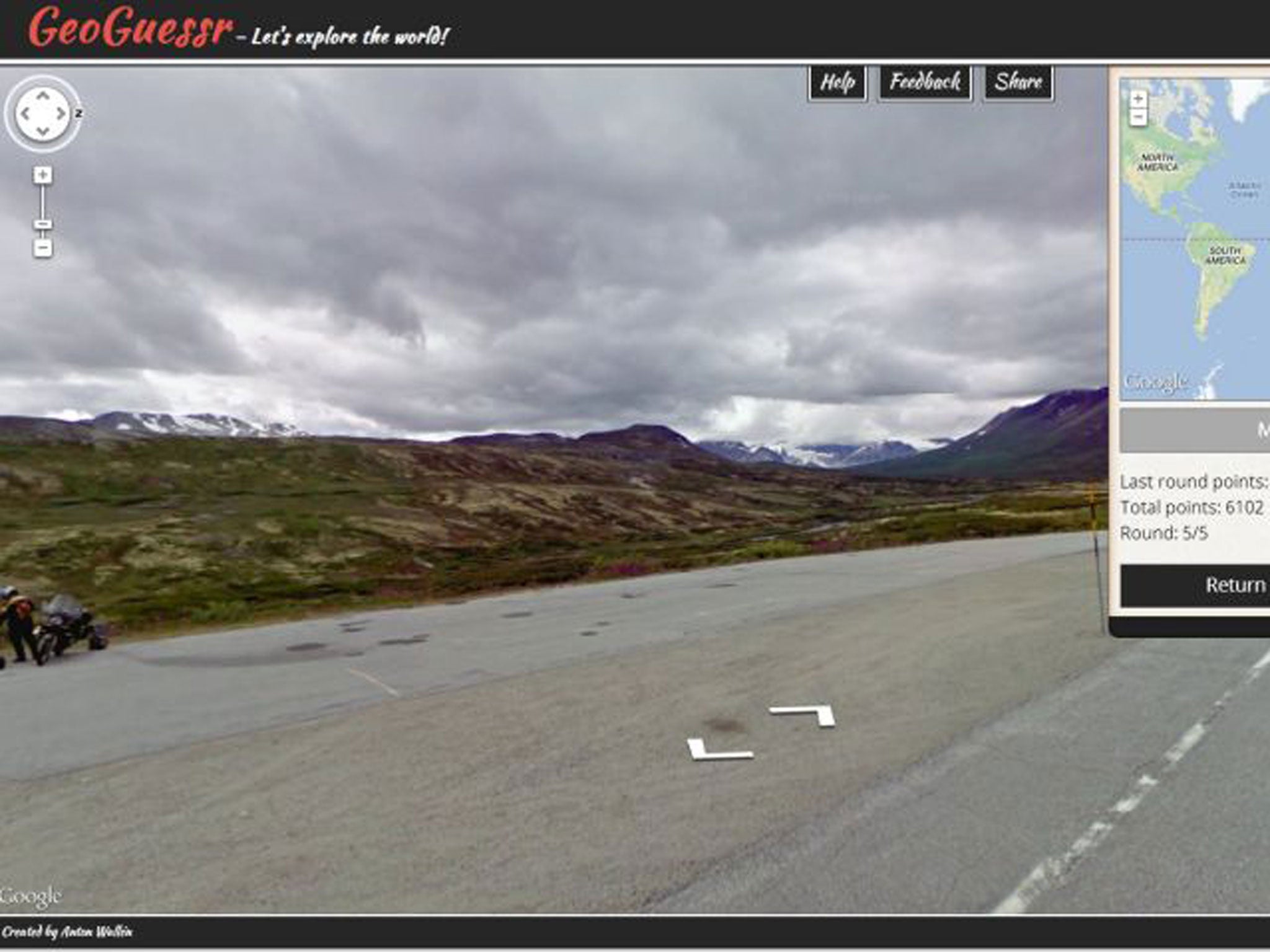 Screenshots from GeoGuessr