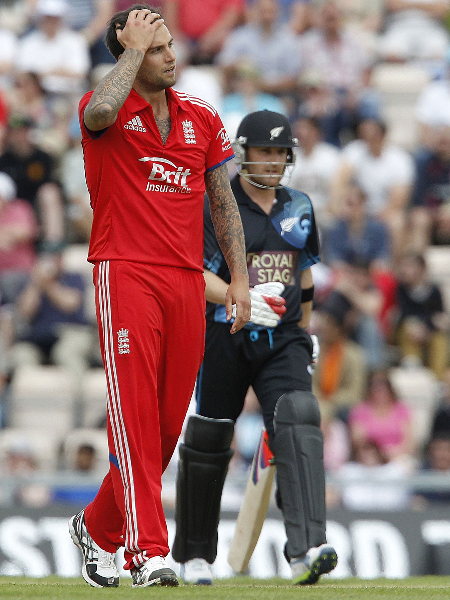 Jade Dernbach suffers another torrid day bowling for England