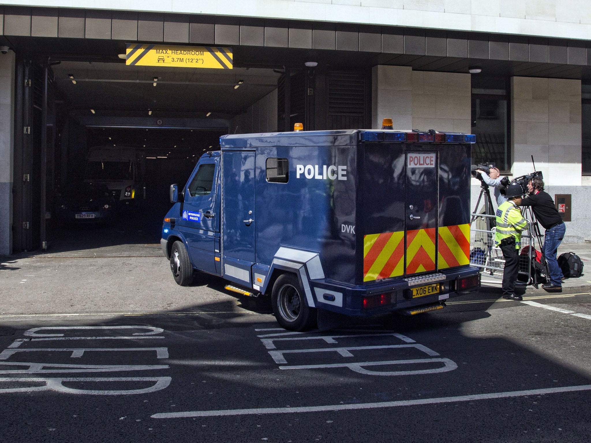 3 June 2013: The van believed to be carrying Michael Adebolajo, 28, arrives at Westminster Magistrates Court, central London, where he is due to appear charged with the murder of Drummer Lee Rigby