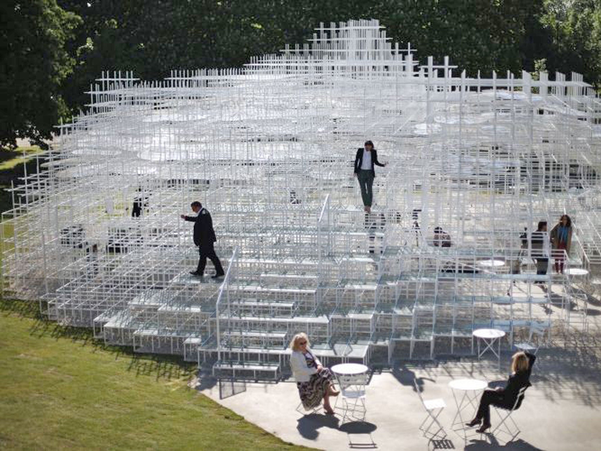 Visitors interact with the Serpentine Gallery Pavilion