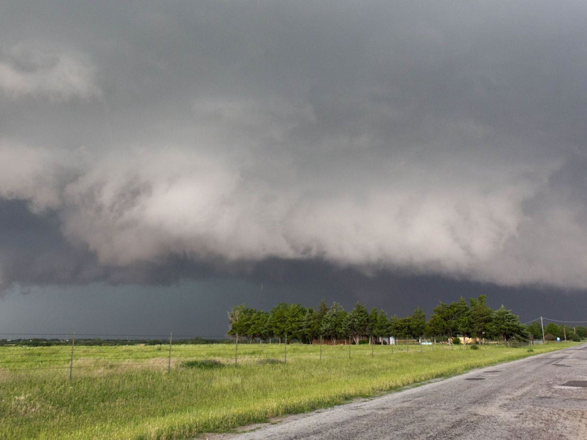 A tornado forms near Banner Road and Praire Circle in El Reno, Oklahoma