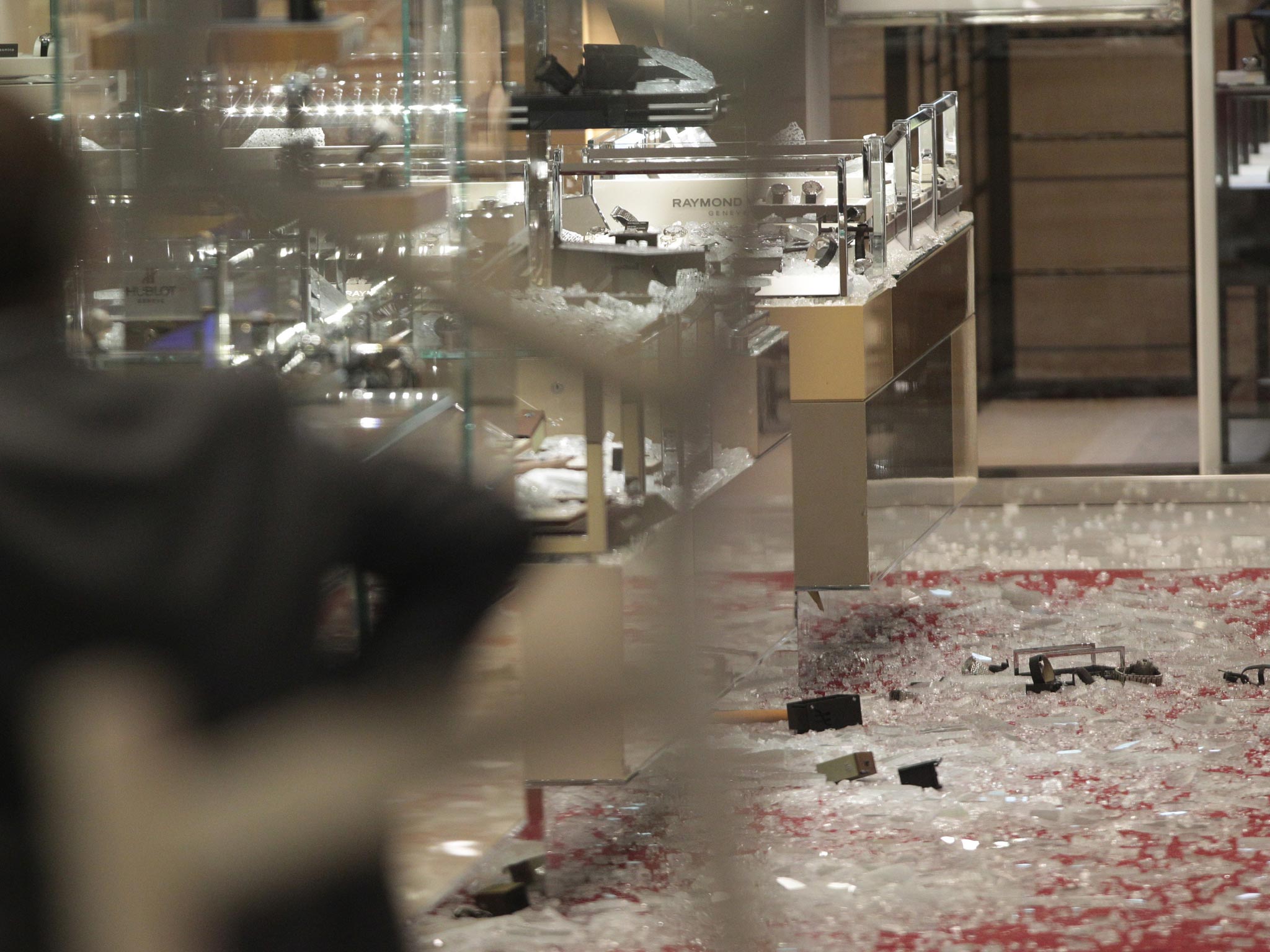 The scene of a smash and grab robbery in Selfridges, Oxford Street, London