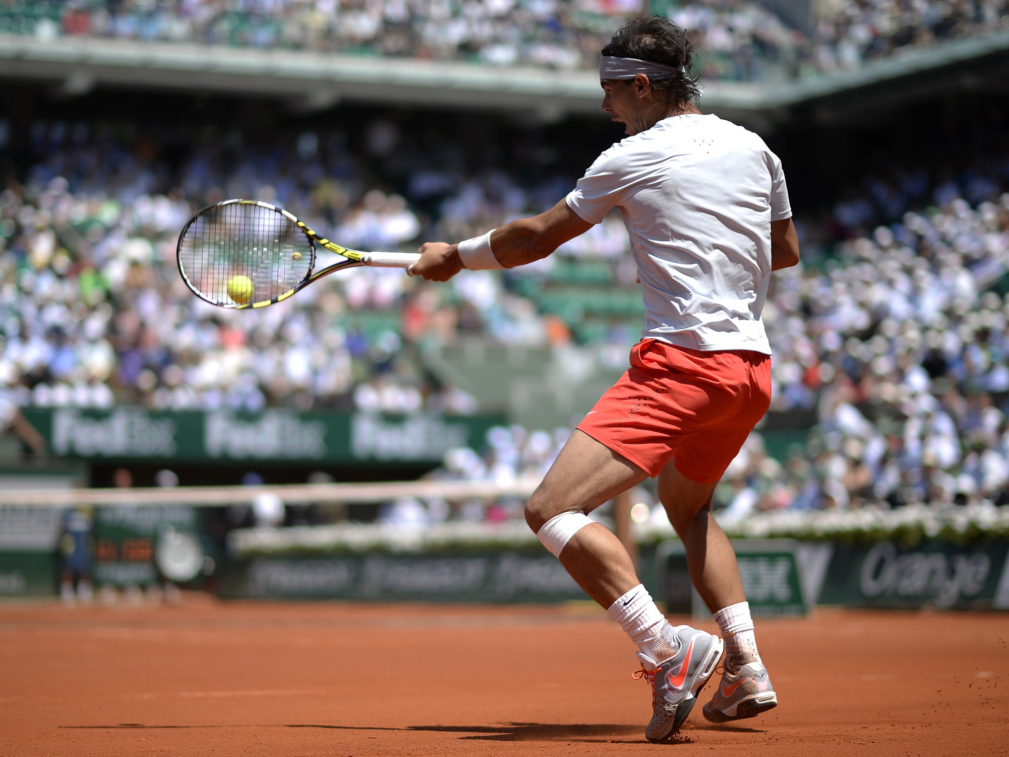 Rafael Nadal during his French Open semi-final against Novak Djokovic