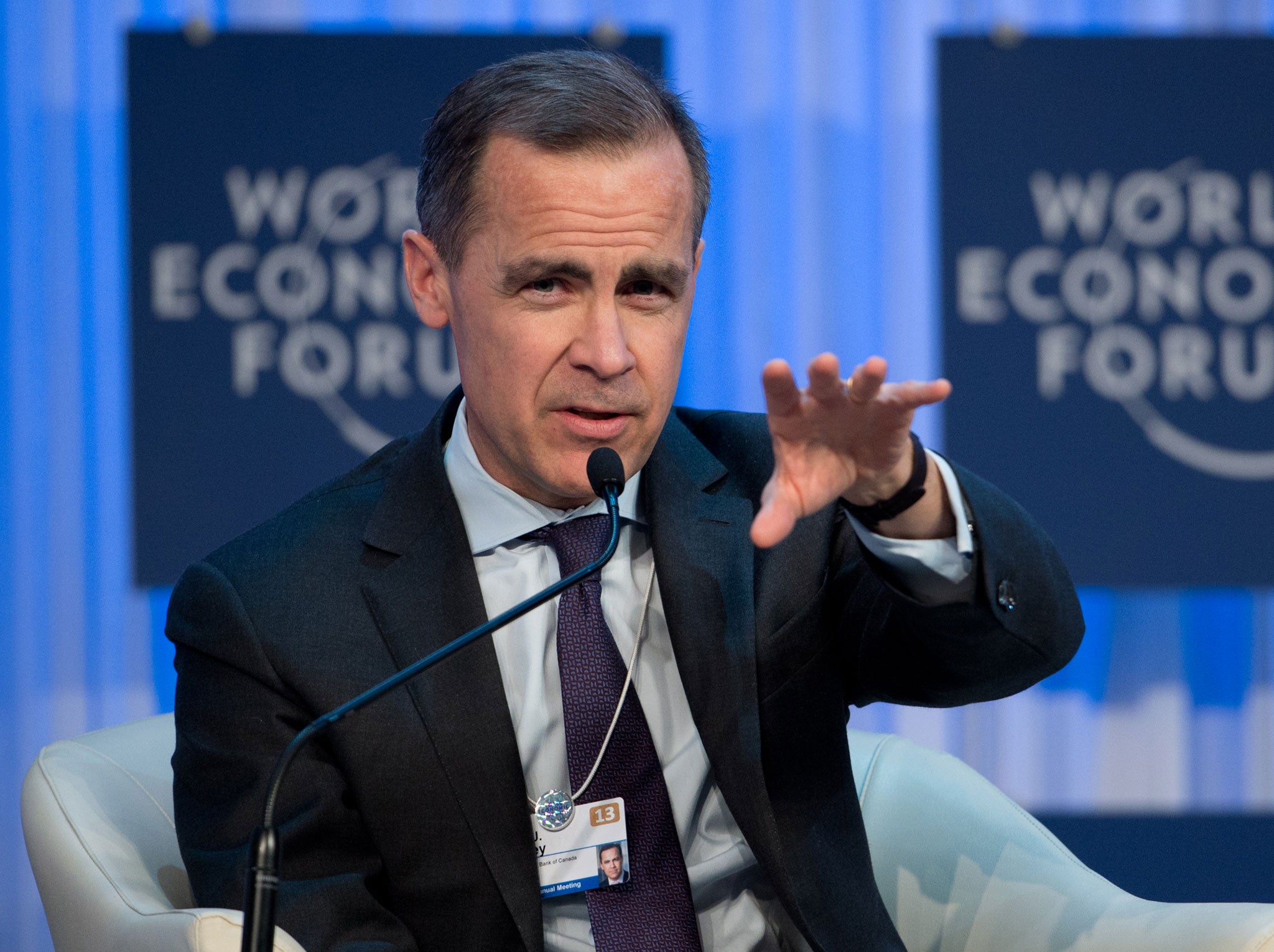 Mark J. Carney, Governor of the Bank of Canada, attends a session of the World Economic Forum Annual Meeting (WEF) on January 26, 2013 at the Swiss resort of Davos.