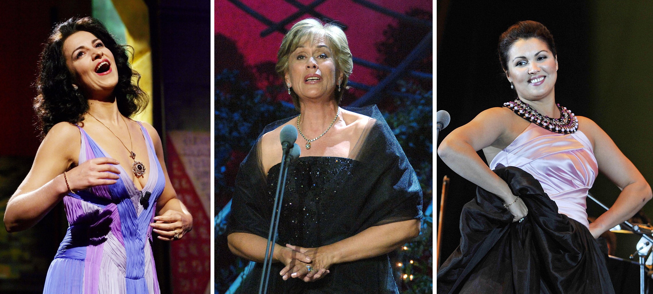 Opera singers Angela Gheorghiu, Dame Kiri Te Kanawa and Anna Netrebk