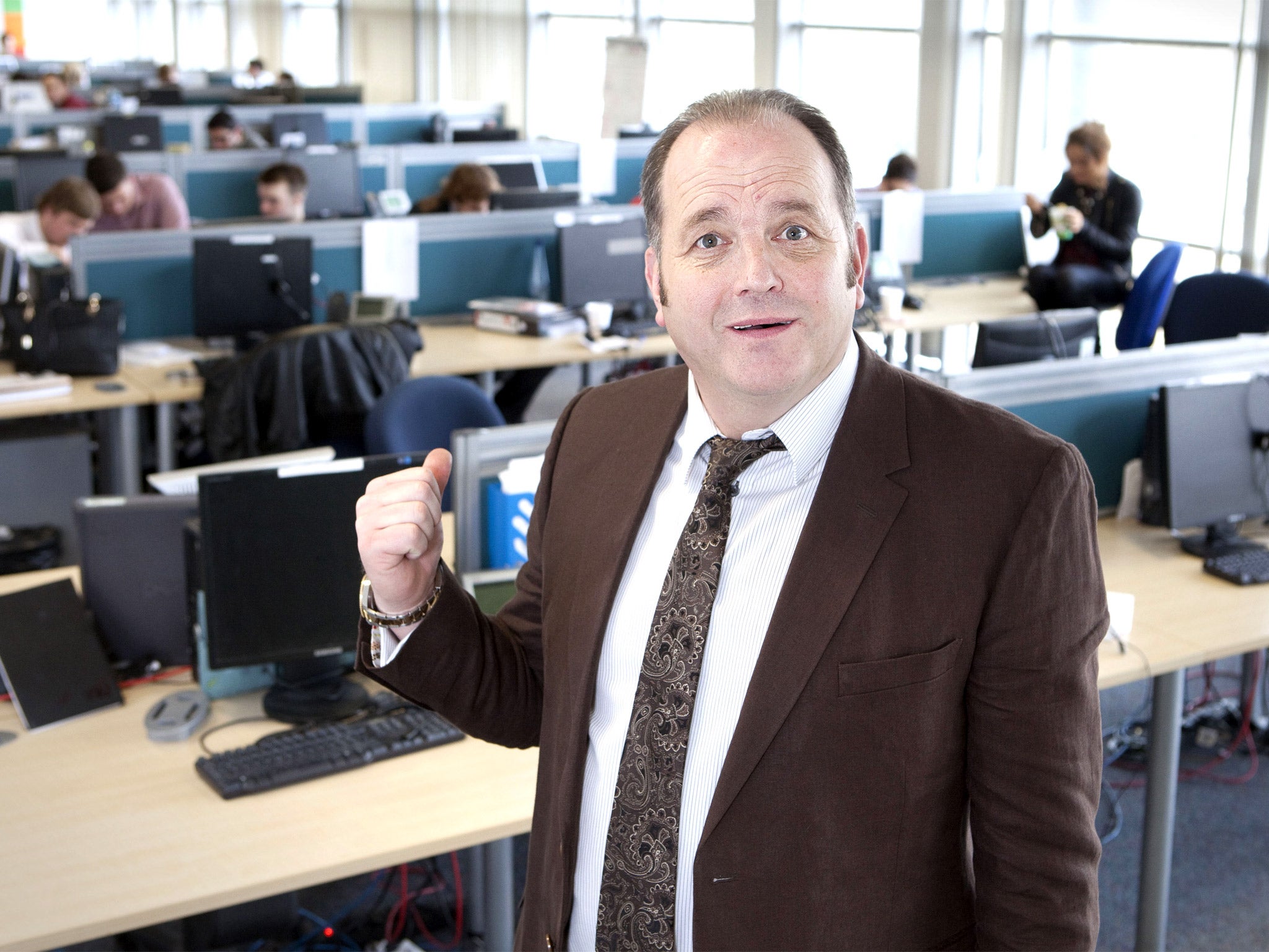 'The Call Centre', starring Neville Wilshire, the owner of a Swansea-based business