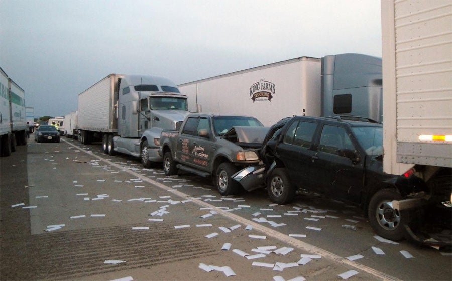 v2-A 'near apocalyptic' dust storm has caused a 27-vehicle pileup in rural Nevada, killing a lorry driver and leaving several other people fighting for their life