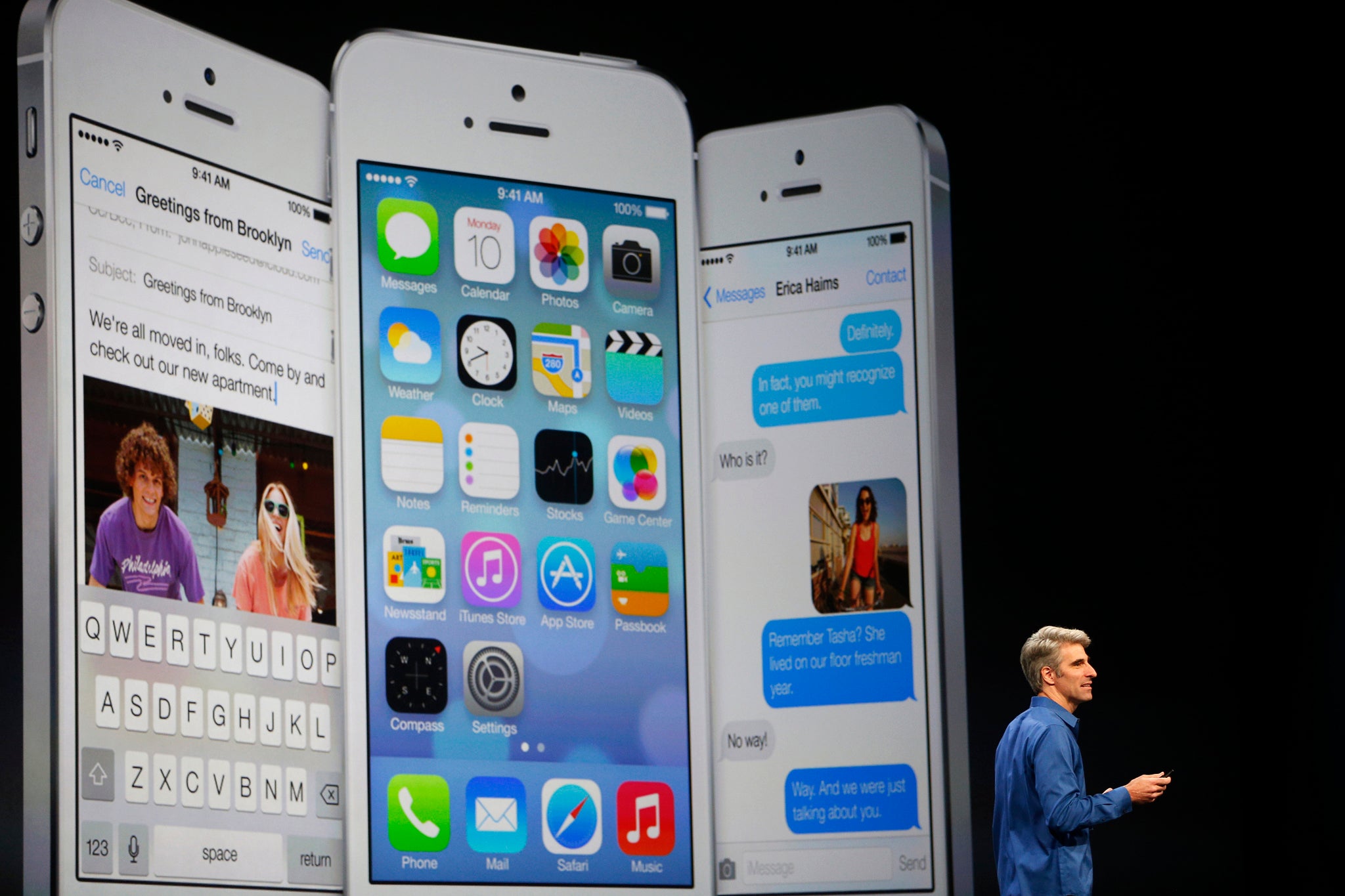 Craig Federighi, Apple Senior Vice President, Software Engineering, introduces OS X Mavericks operating system during the Apple Worldwide Developers Conference (WWDC) 2013 in San Francisco, California June 10, 2013. REUTERS/Stephen Lam