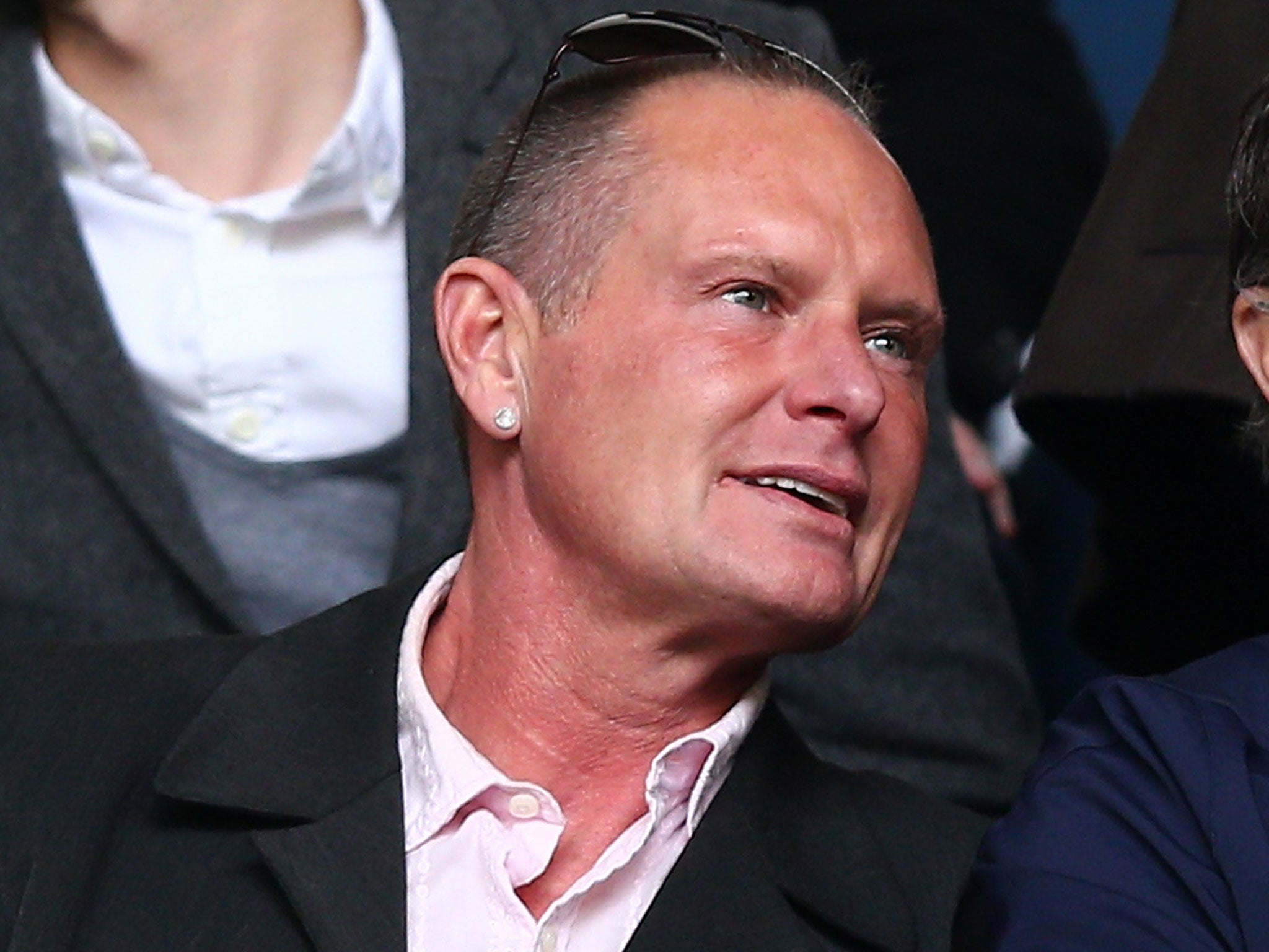Paul Gascoigne attends a match at his former club, Tottenham Hotspur