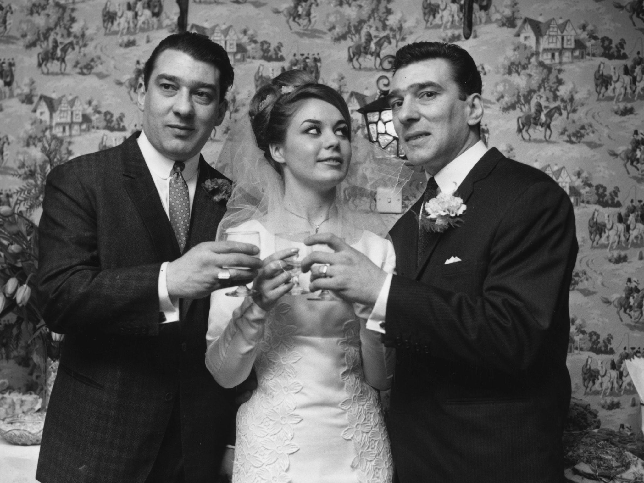 The Kray twins at the wedding of Reggie (right) in 1965