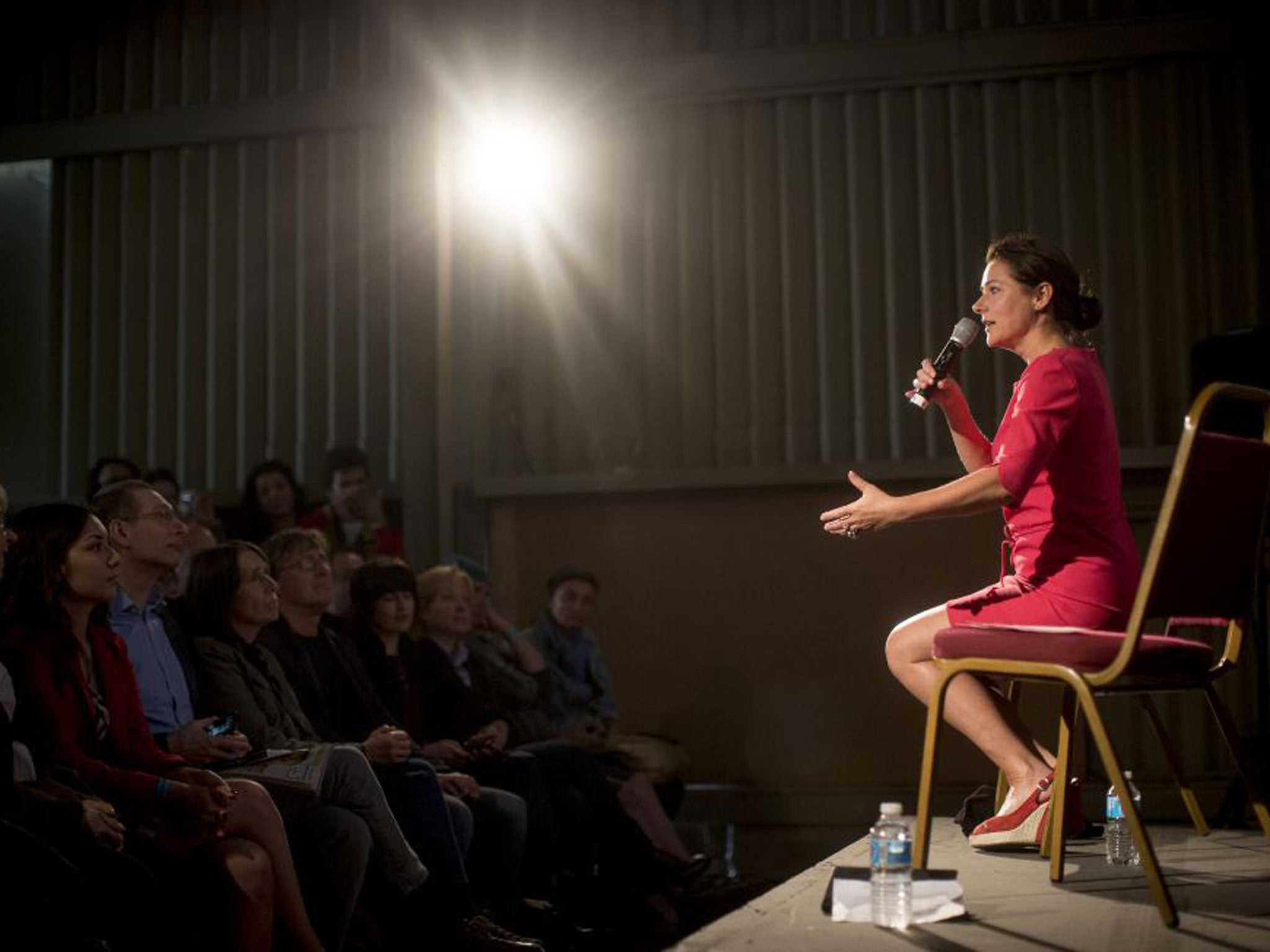 Actress Sidse Babett Knudsen, the star of ‘Borgen’, talks to fans of the series at an event in  London
