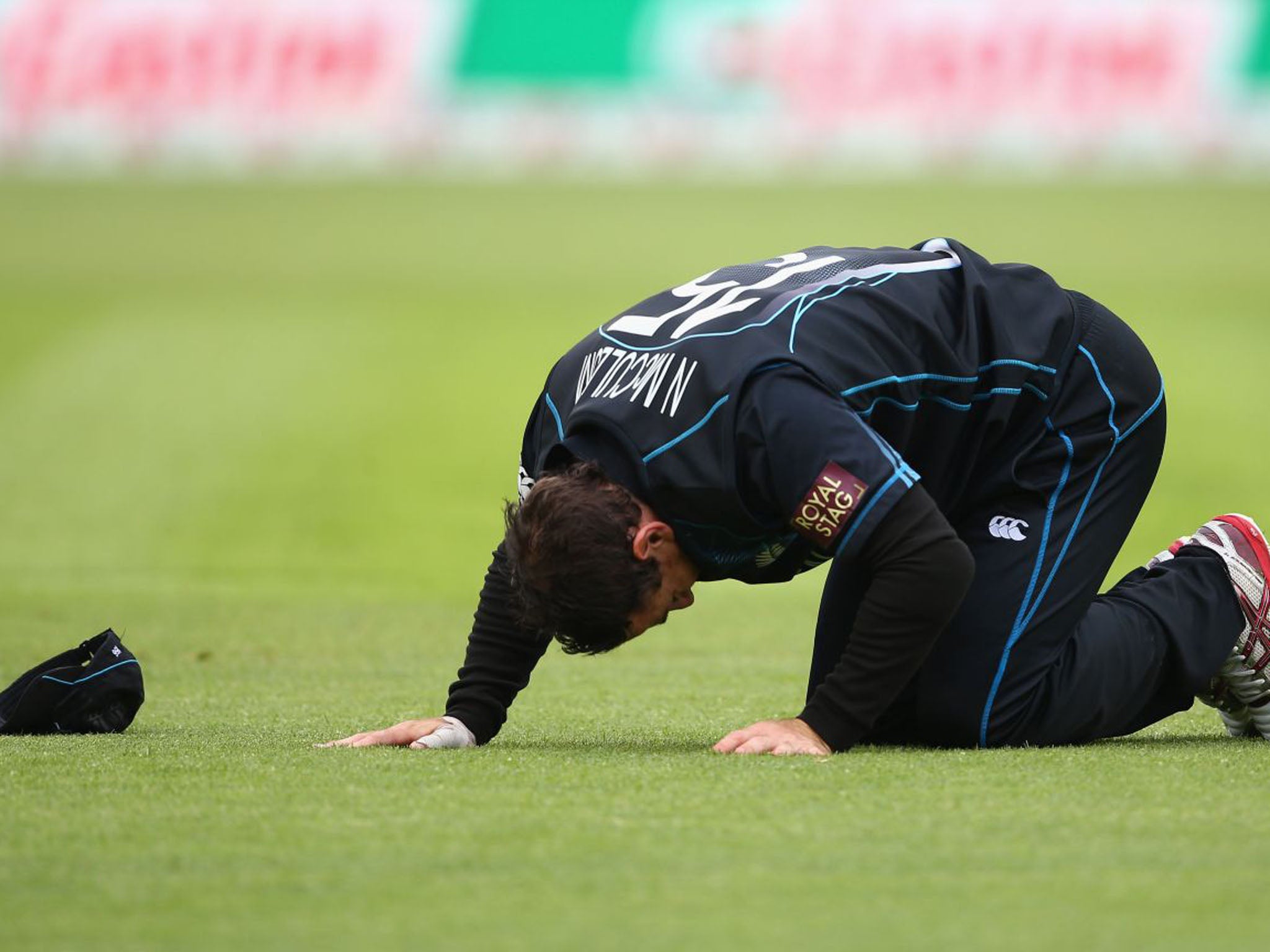 Nathan McCullum of New Zealand after spilling a catch from the batting of Alastair Cook, one of three times the England captain was dropped