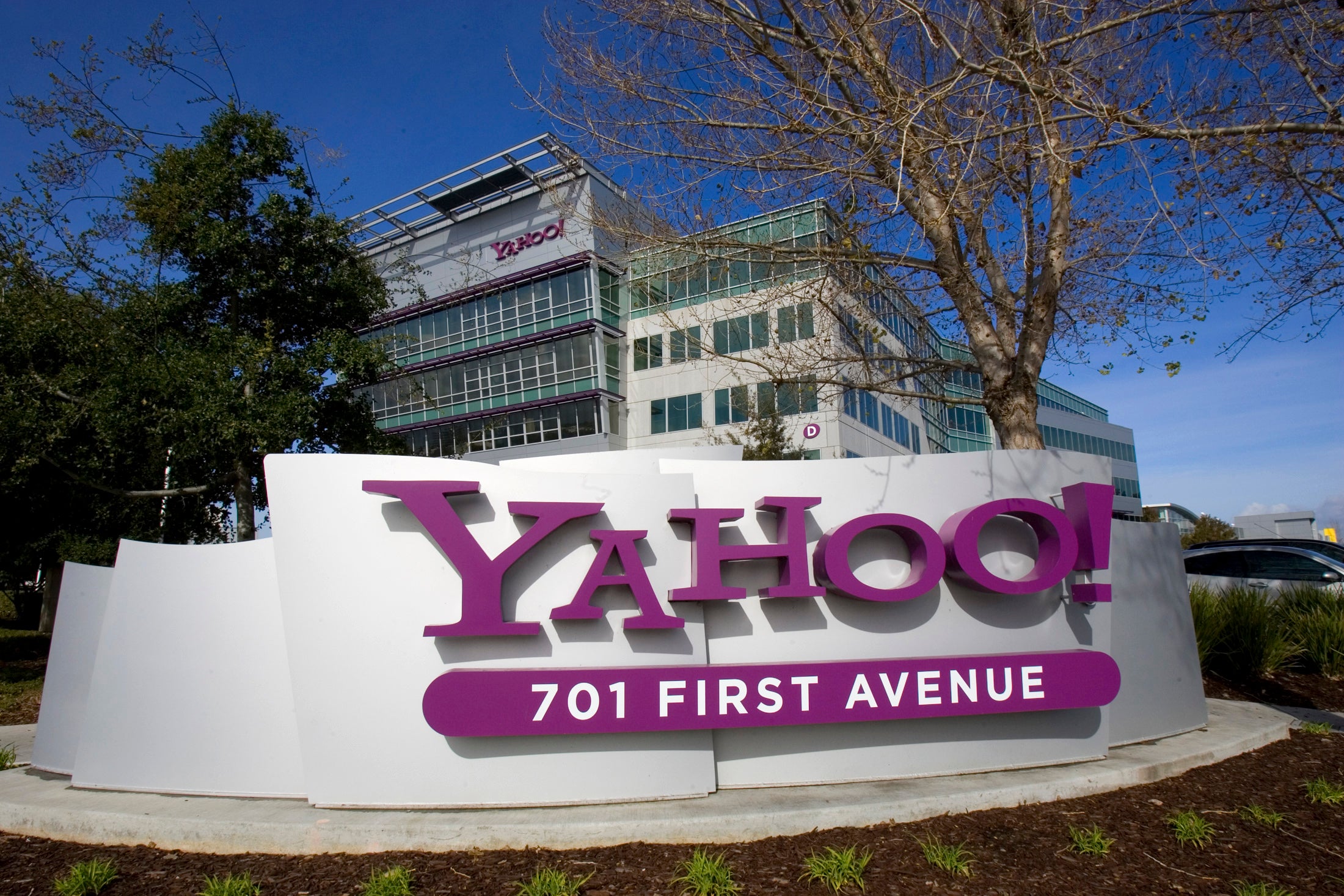 A Yahoo! out front of their headquarters in California. REUTERS/Kimberly White